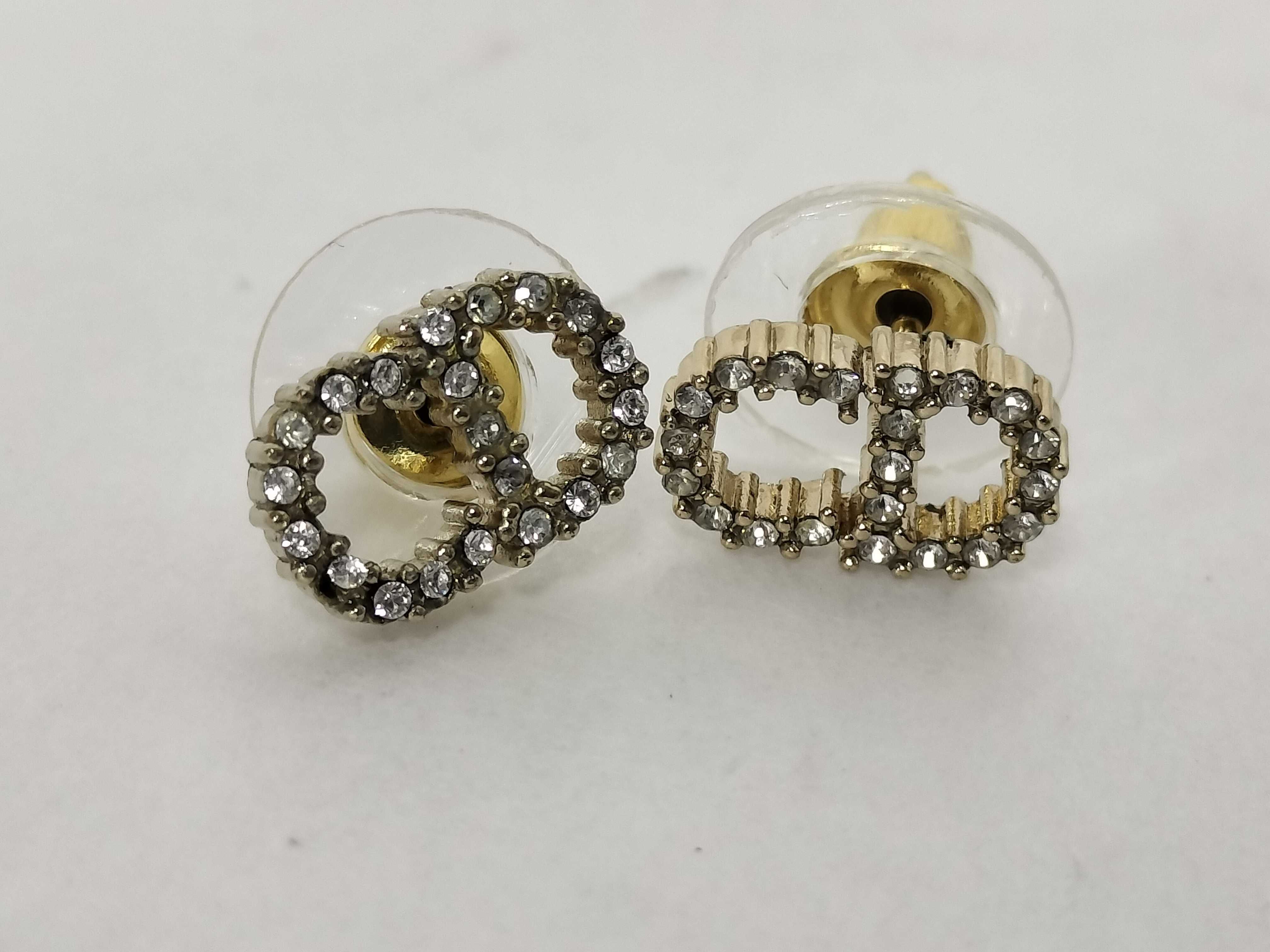 CD logo rhinestone earrings — view 10