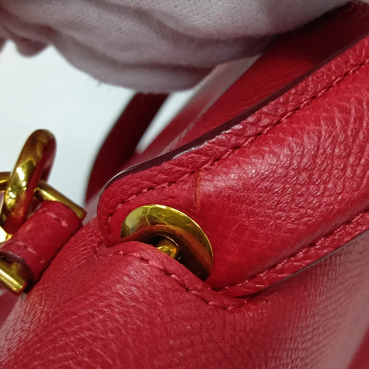 Belt Bag Micro Leather 2-Way Handbag Red — view 12