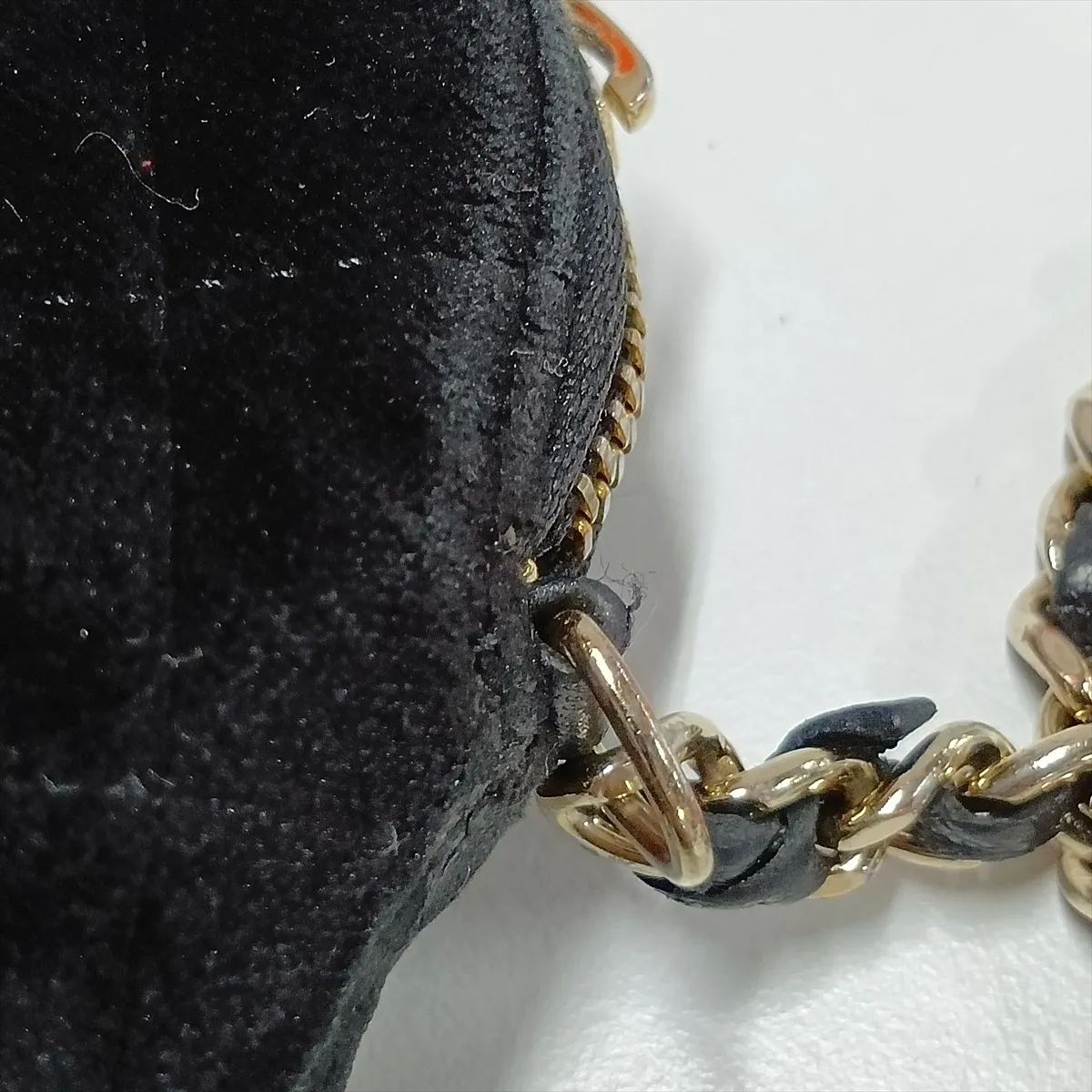 Matelassé Velour x Leather 2-Way Handbag, Black with Gold Hardware, A1AK5803, Random Serial Number — view 11