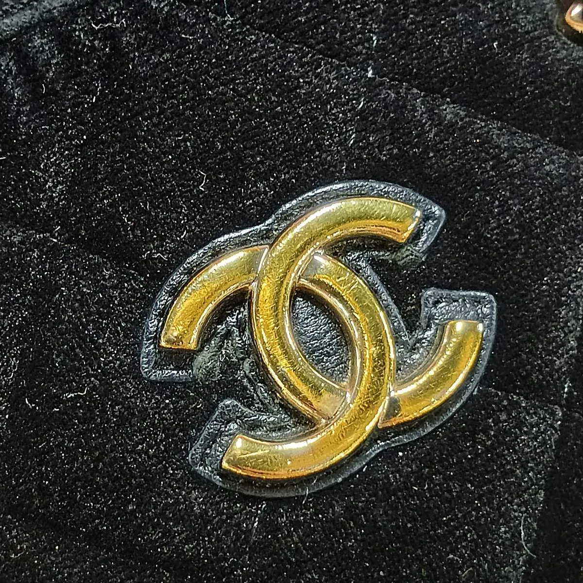 Matelassé Velour x Leather 2-Way Handbag, Black with Gold Hardware, A1AK5803, Random Serial Number — view 13