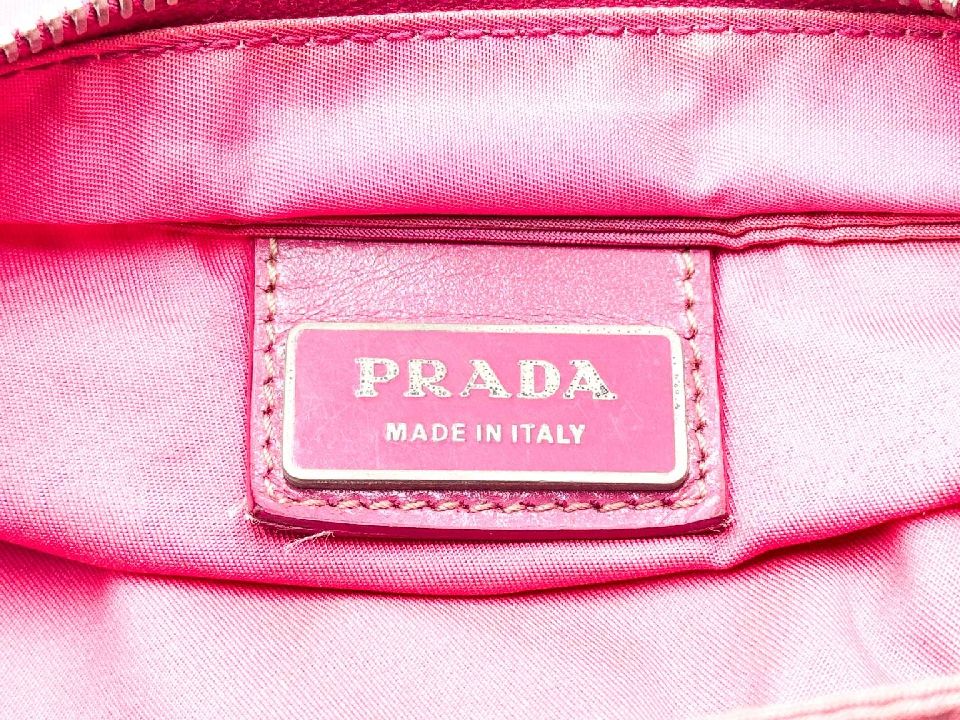 Nylon Shoulder Bag, Pink, Triangle Plate — view 10
