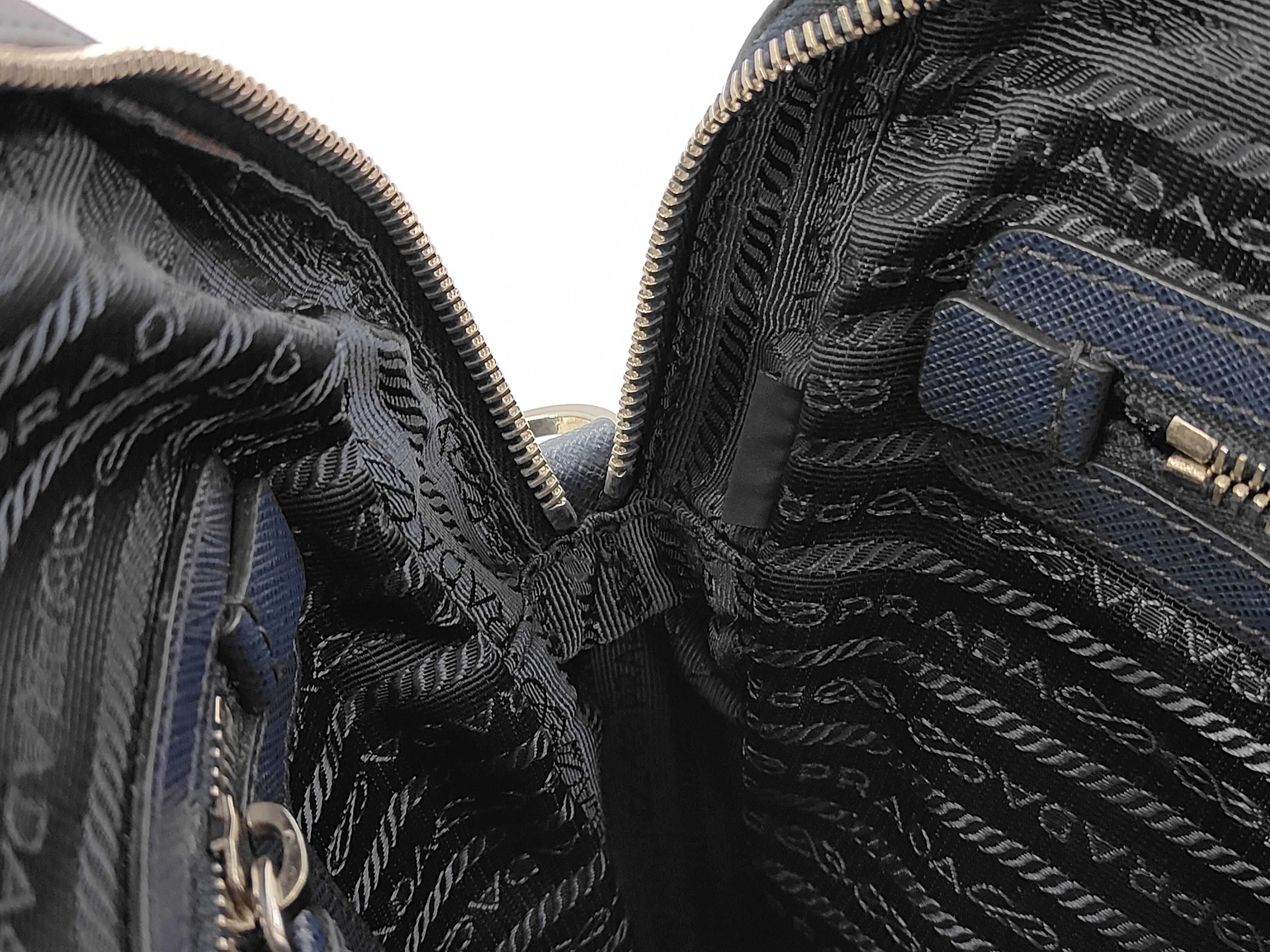 business bag in navy Saffiano leather. — view 11