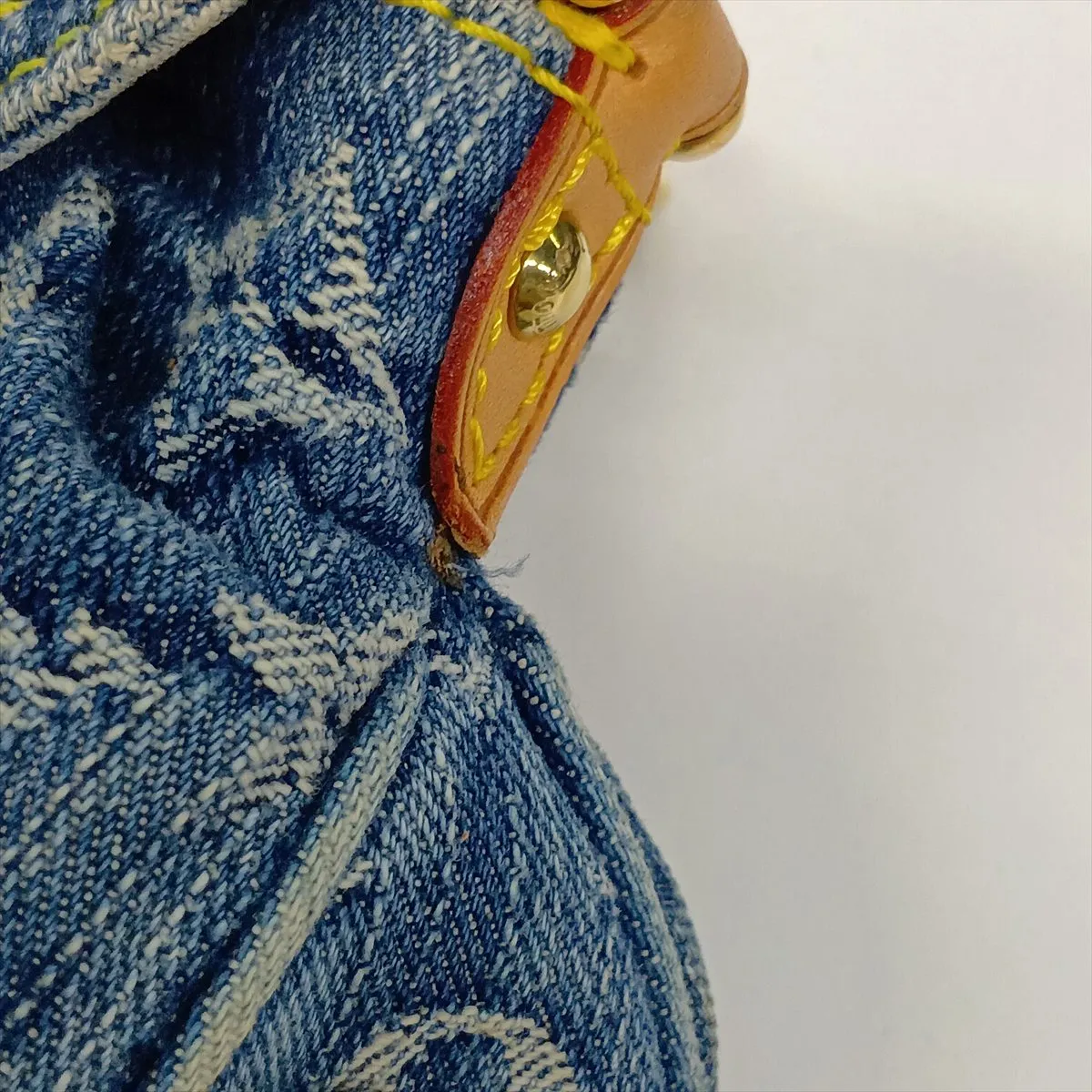 Monogram Denim Mini Pleaty M95050 CA1015 Blue x Brown — view 12