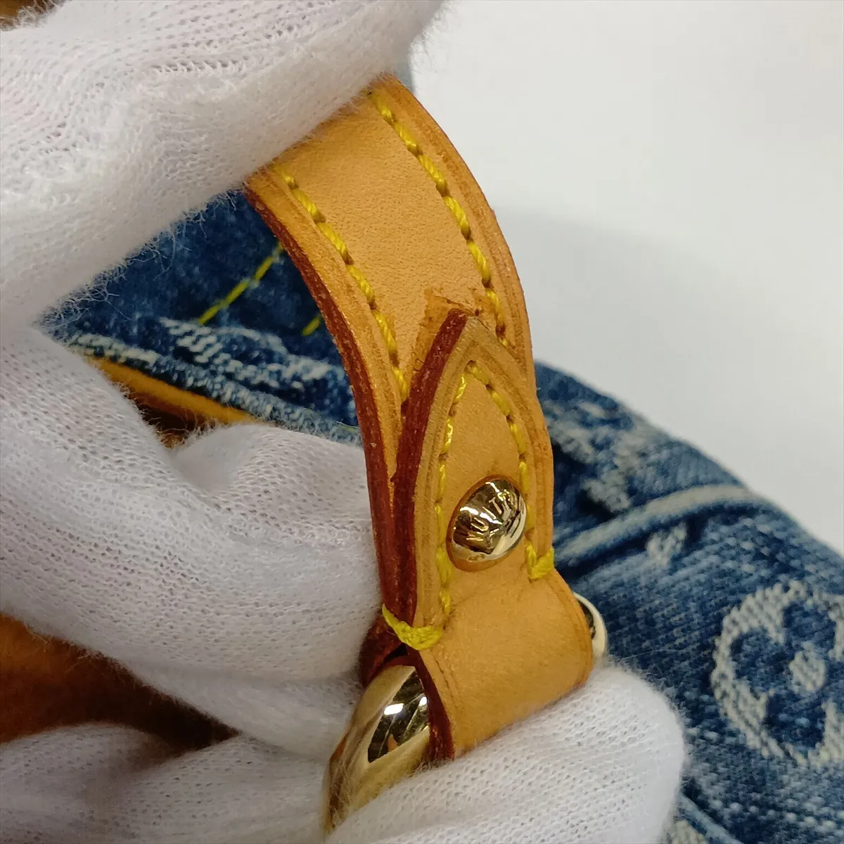 Monogram Denim Mini Pleaty M95050 CA1015 Blue x Brown — view 14