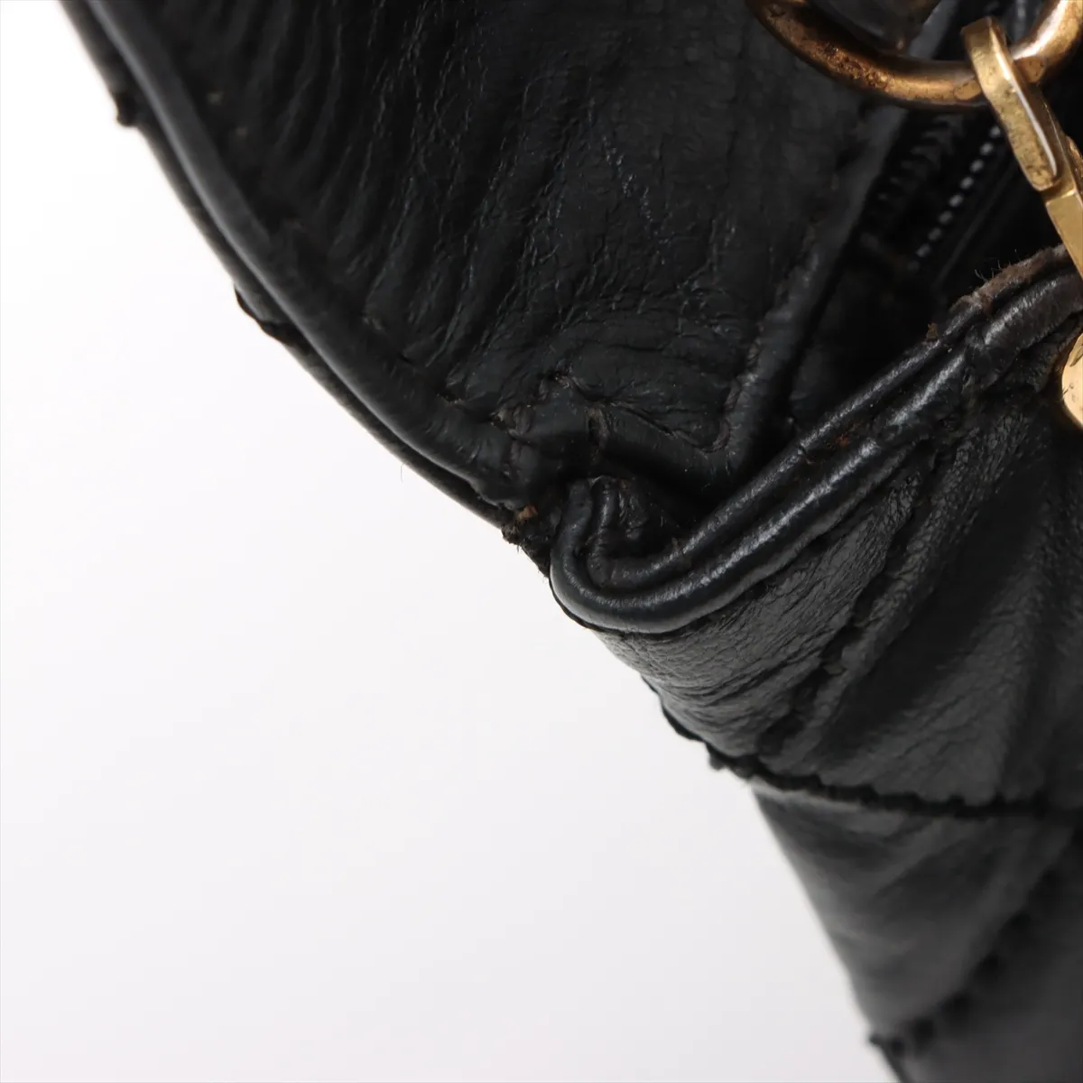 Matelasse Calf Single Flap Single Chain Bag Black Gold Hardware — view 13