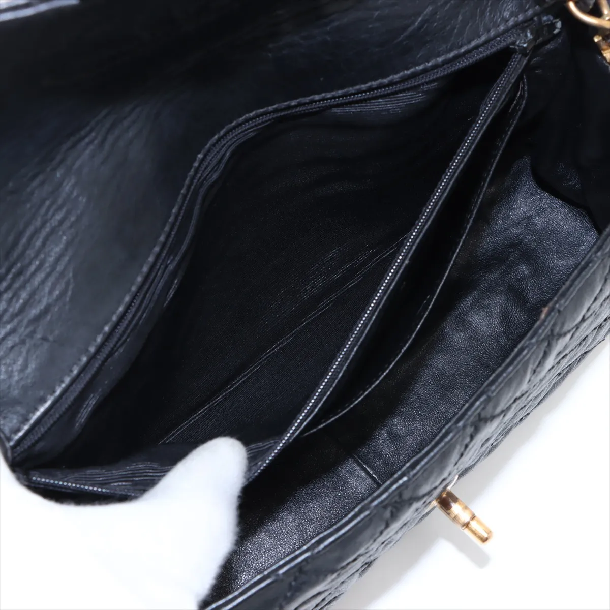 Matelasse Calf Single Flap Single Chain Bag Black Gold Hardware — view 7