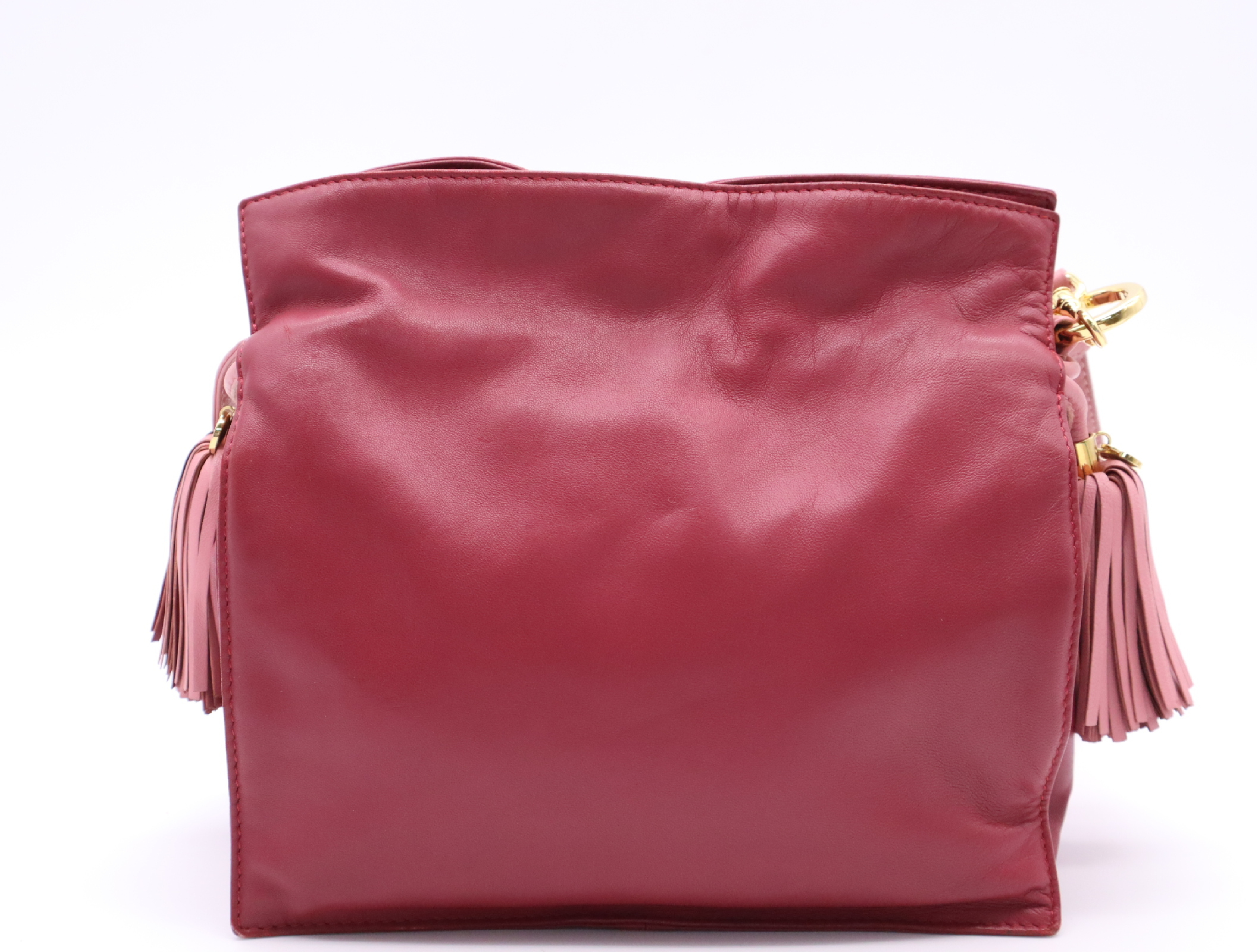 Leather Flamenco Fringe Pink Shoulder Bag — view 2