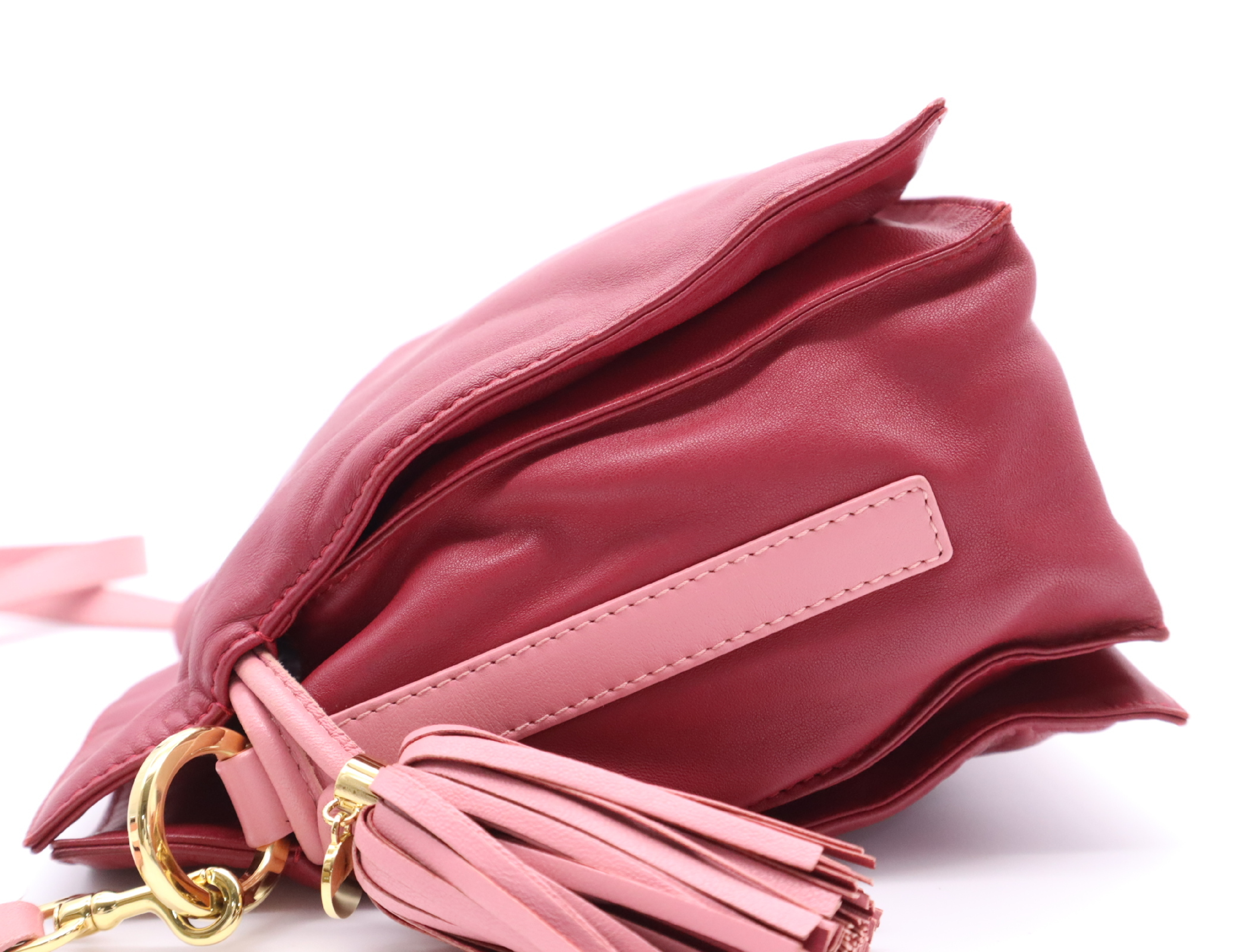 Leather Flamenco Fringe Pink Shoulder Bag — view 3