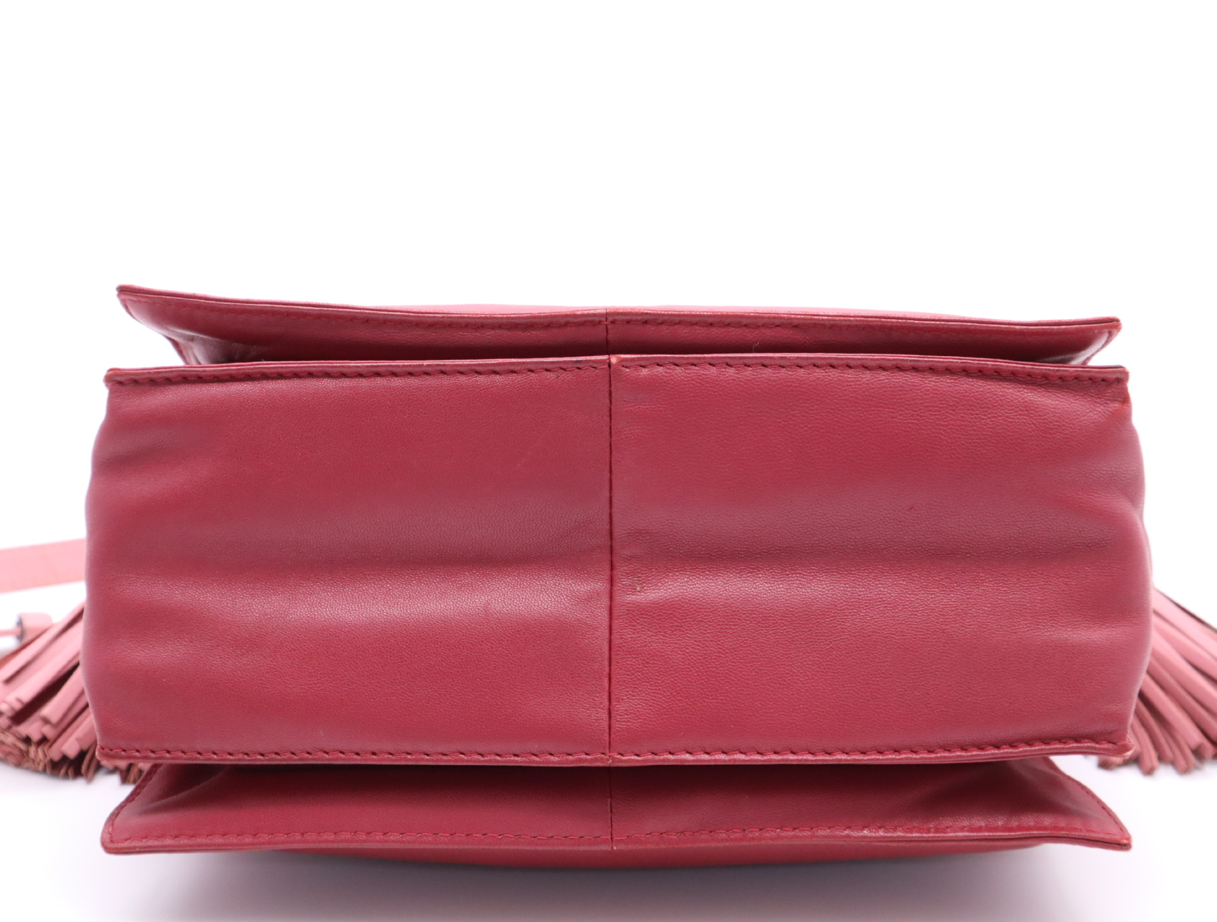 Leather Flamenco Fringe Pink Shoulder Bag — view 4