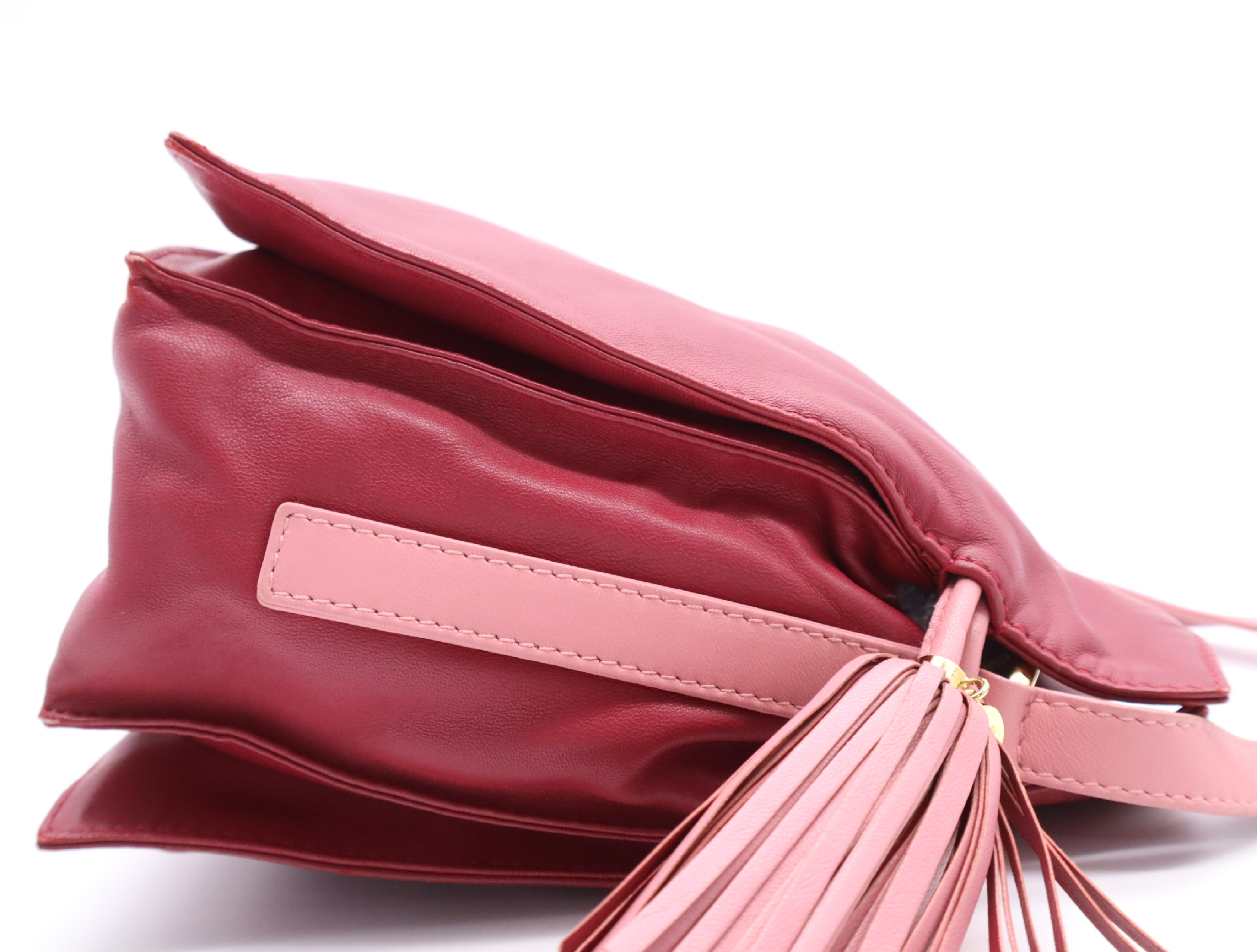 Leather Flamenco Fringe Pink Shoulder Bag — view 5