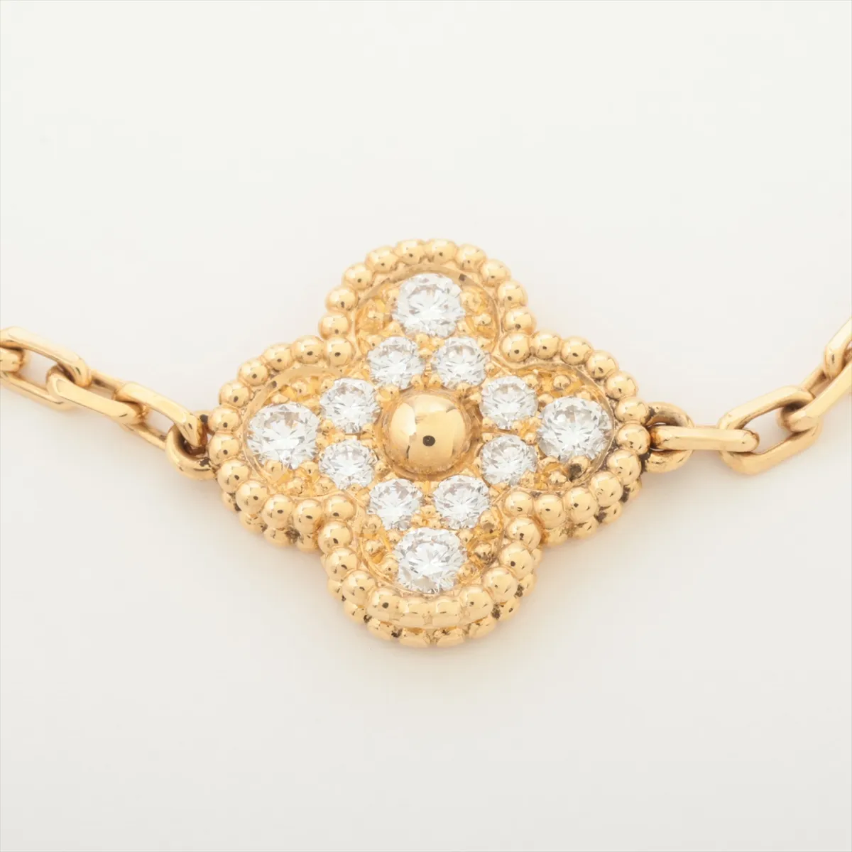 Vintage Alhambra 5P Malachite Diamond Bracelet 750(YG) 13.8g JA130985 Hallmark has disappeared, stone — view 2