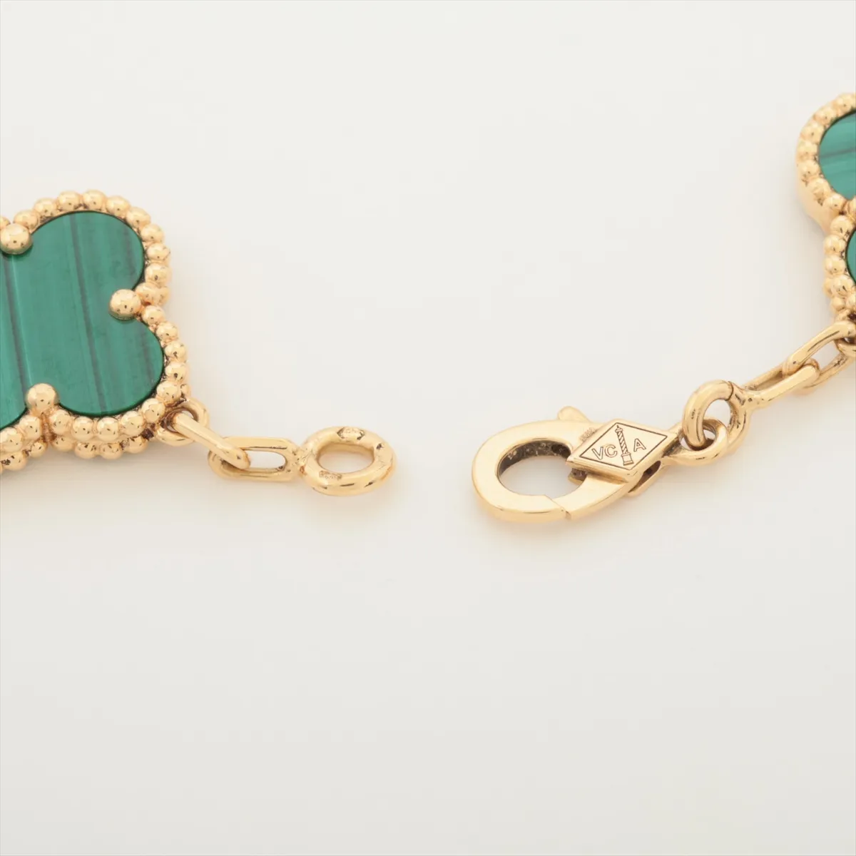 Vintage Alhambra 5P Malachite Diamond Bracelet 750(YG) 13.8g JA130985 Hallmark has disappeared, stone — view 4