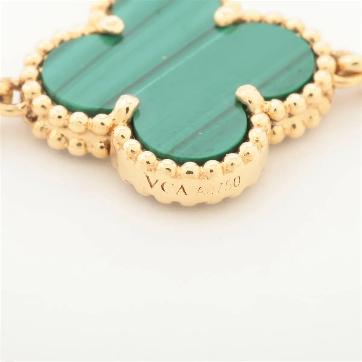 Vintage Alhambra 5P Malachite Diamond Bracelet 750(YG) 13.8g JA130985 Hallmark has disappeared, stone — view 5