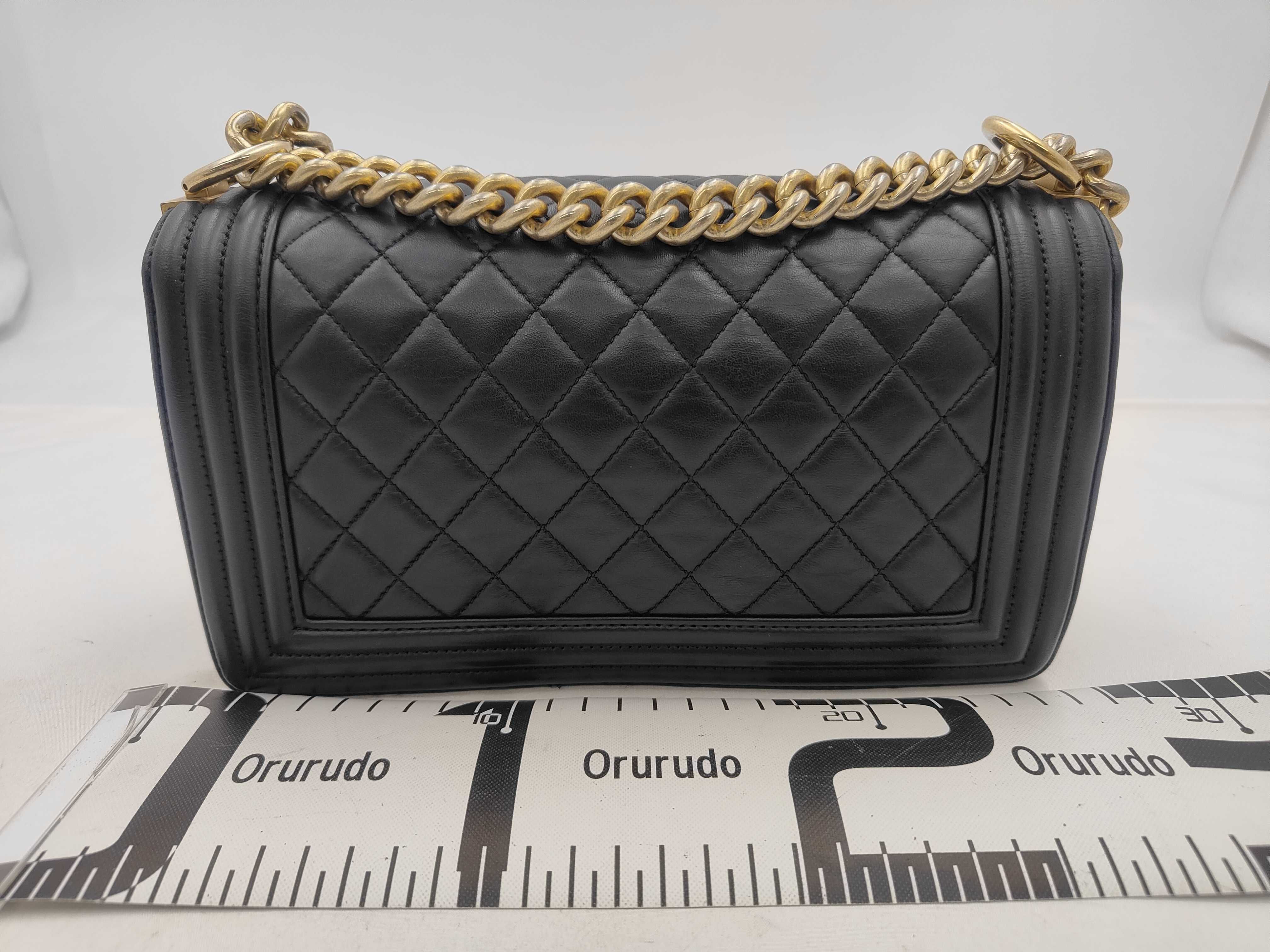 Boy Chanel Chain Shoulder Bag, Lambskin, Navy — view 2