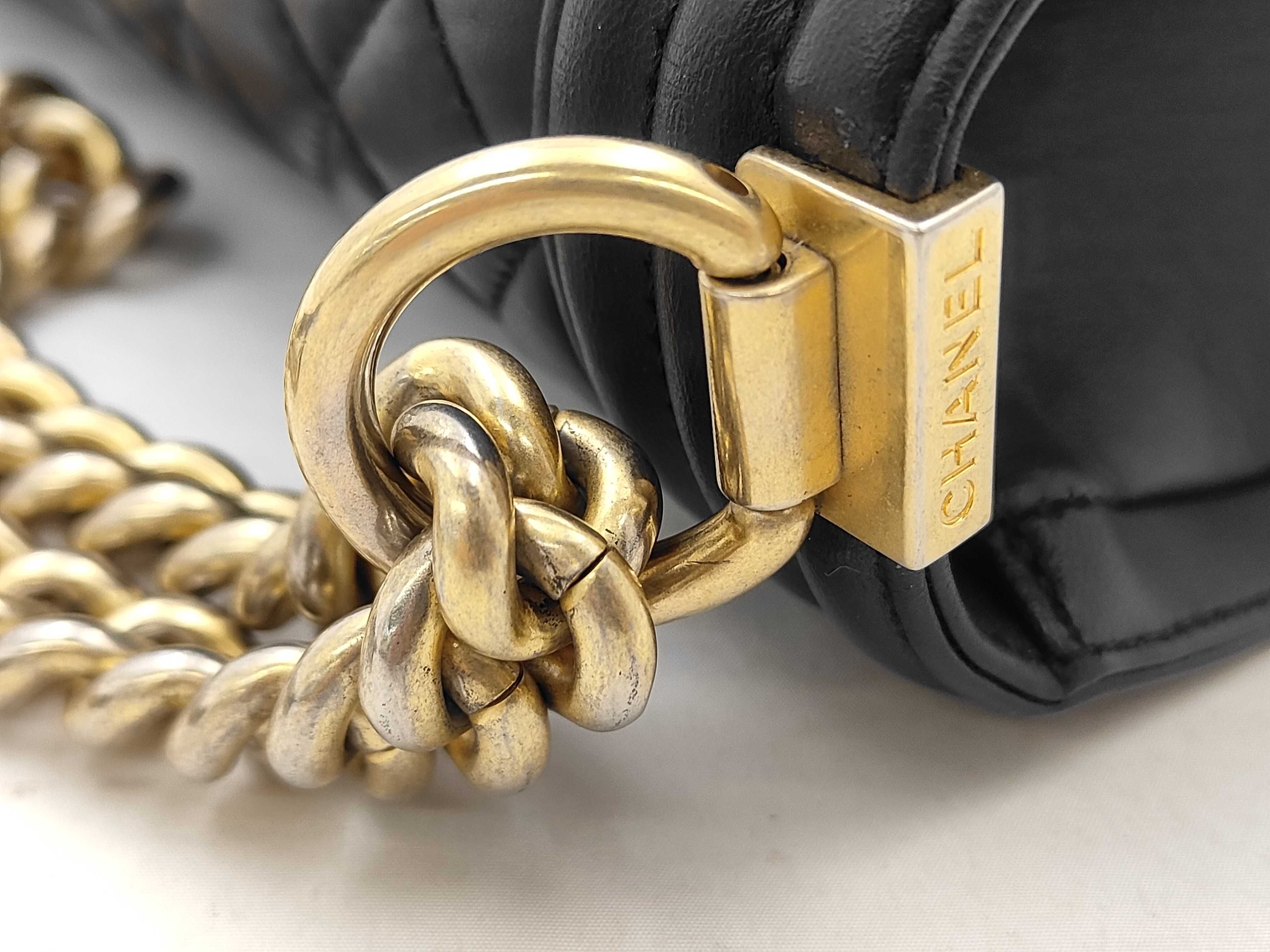 Boy Chanel Chain Shoulder Bag, Lambskin, Navy — view 5