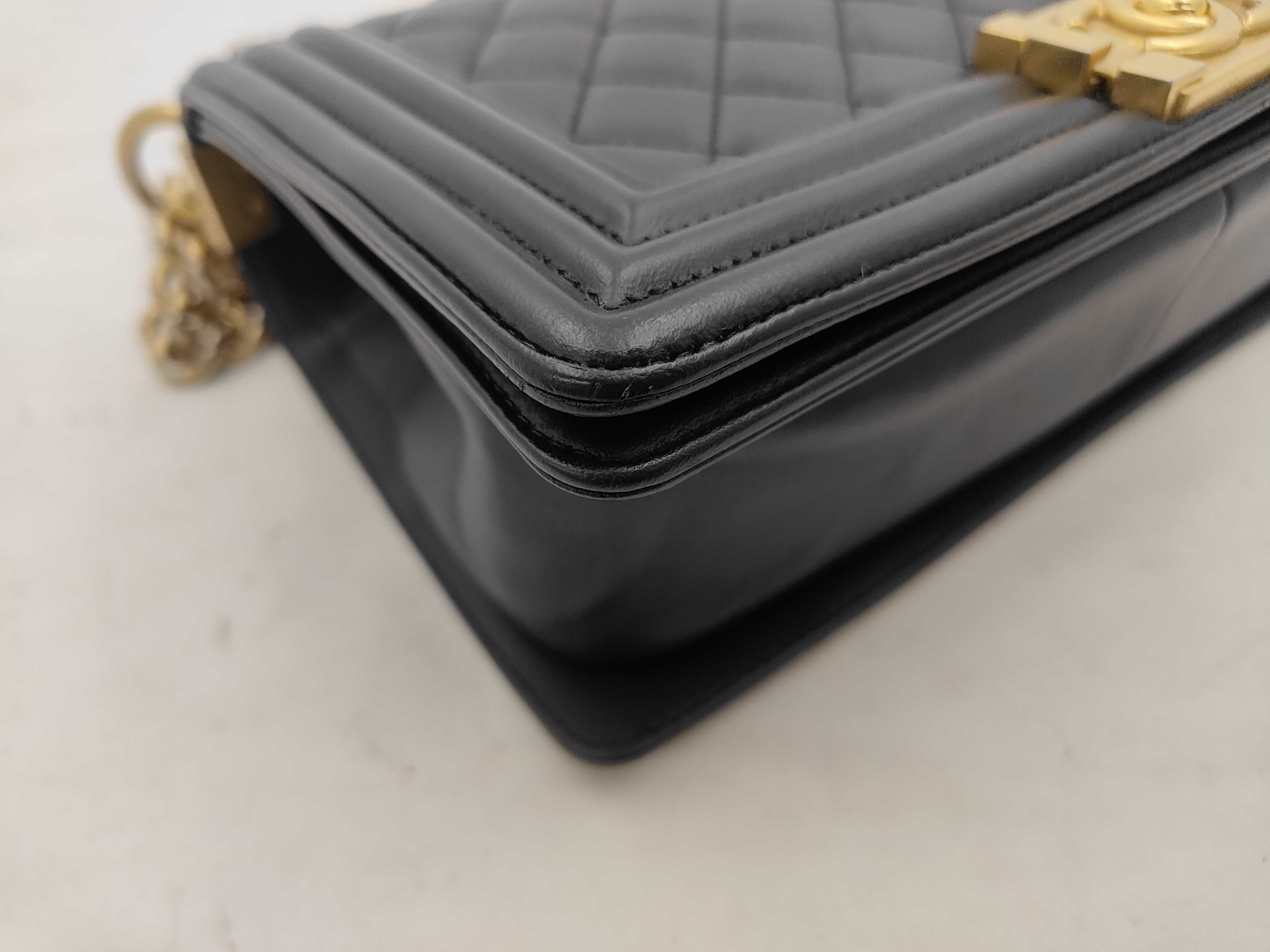 Boy Chanel Chain Shoulder Bag, Lambskin, Navy — view 6