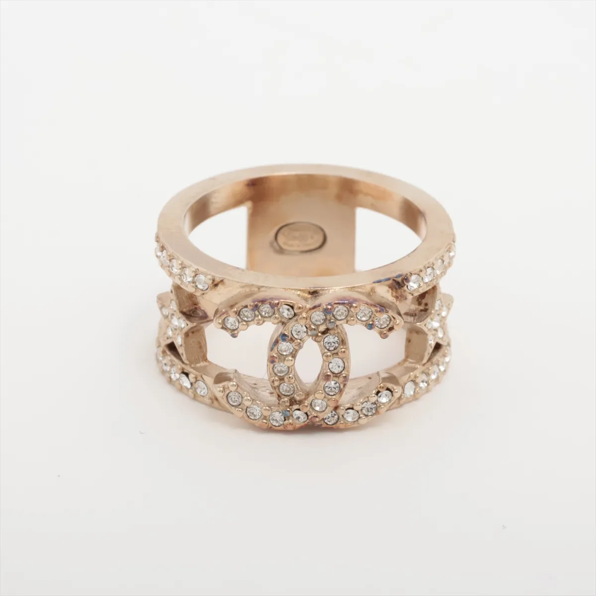 Coco Mark Star C22S Ring, GP x Rhinestone, Gold. Shows signs of wear,