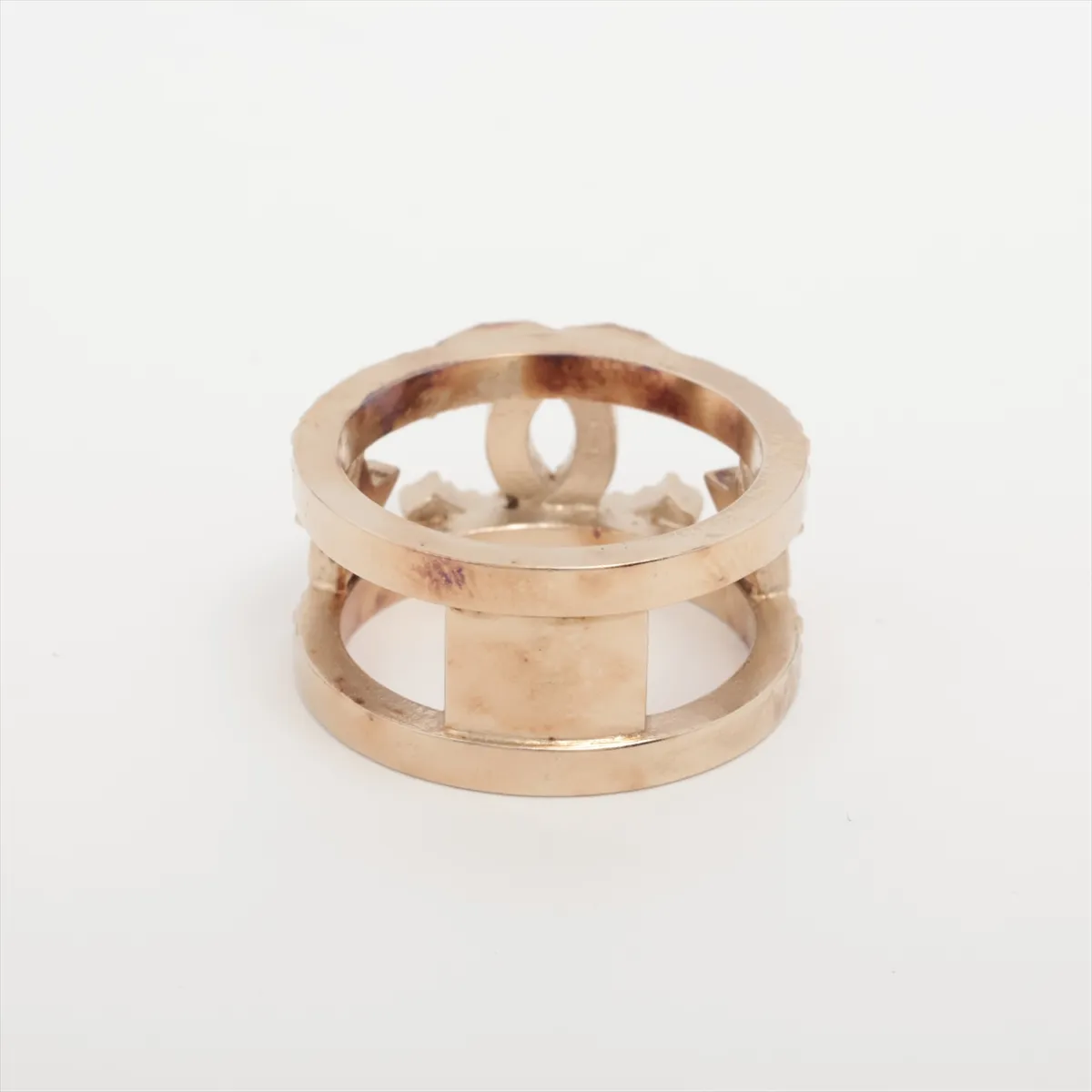 Coco Mark Star C22S Ring, GP x Rhinestone, Gold. Shows signs of wear, — view 2