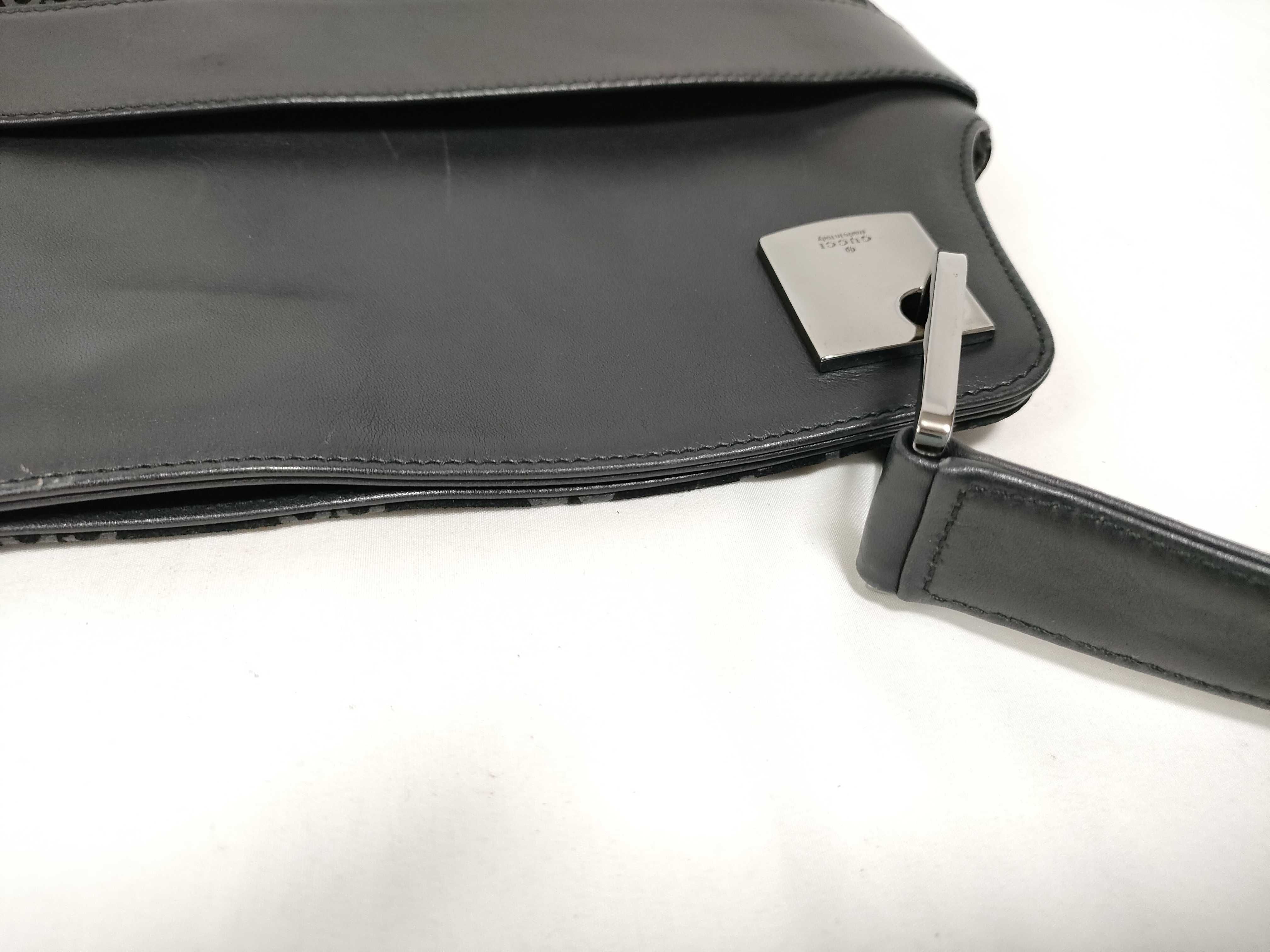 GG Suede Leather One-Shoulder Bag, Black — view 11
