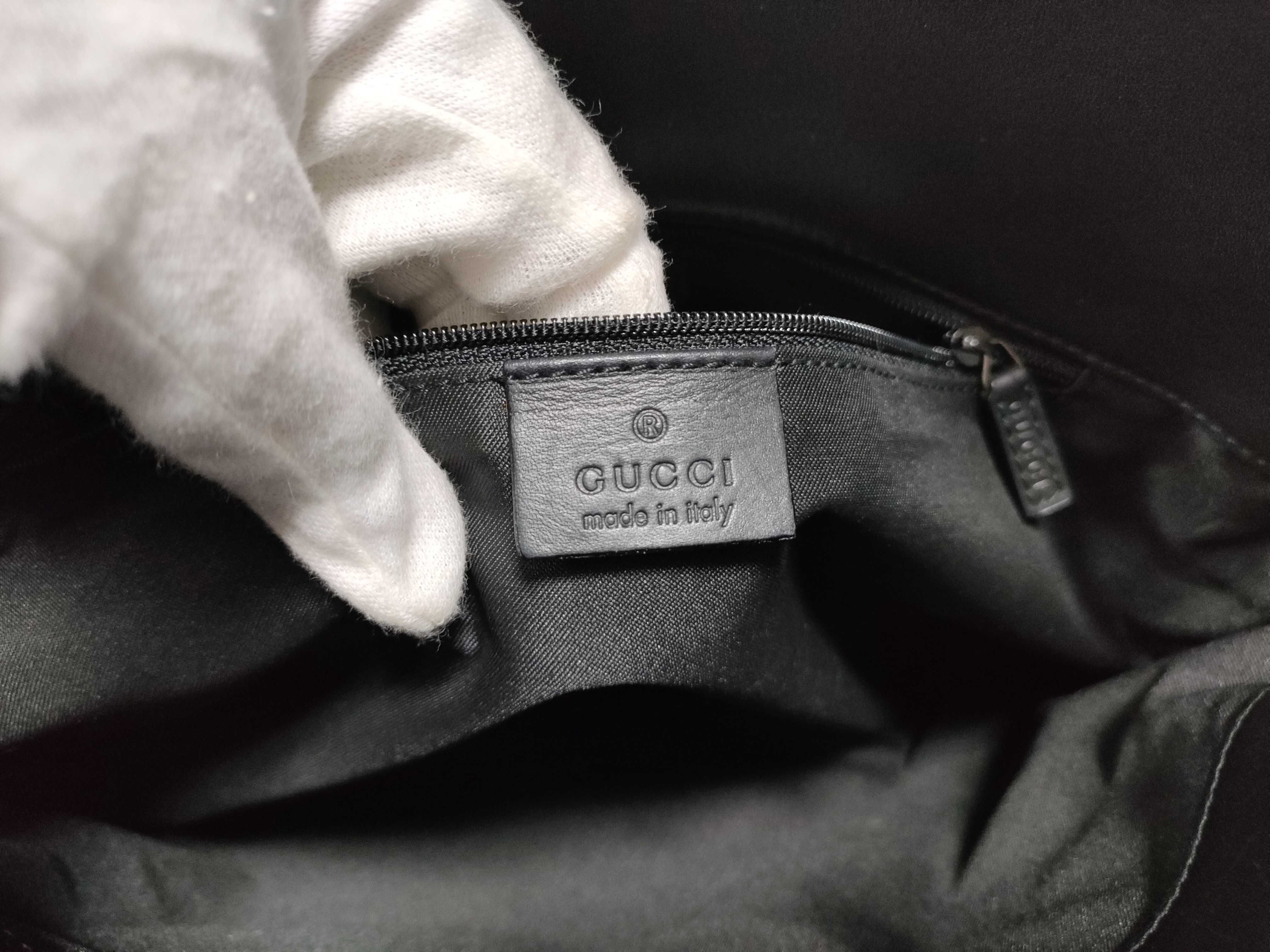 GG Suede Leather One-Shoulder Bag, Black — view 14