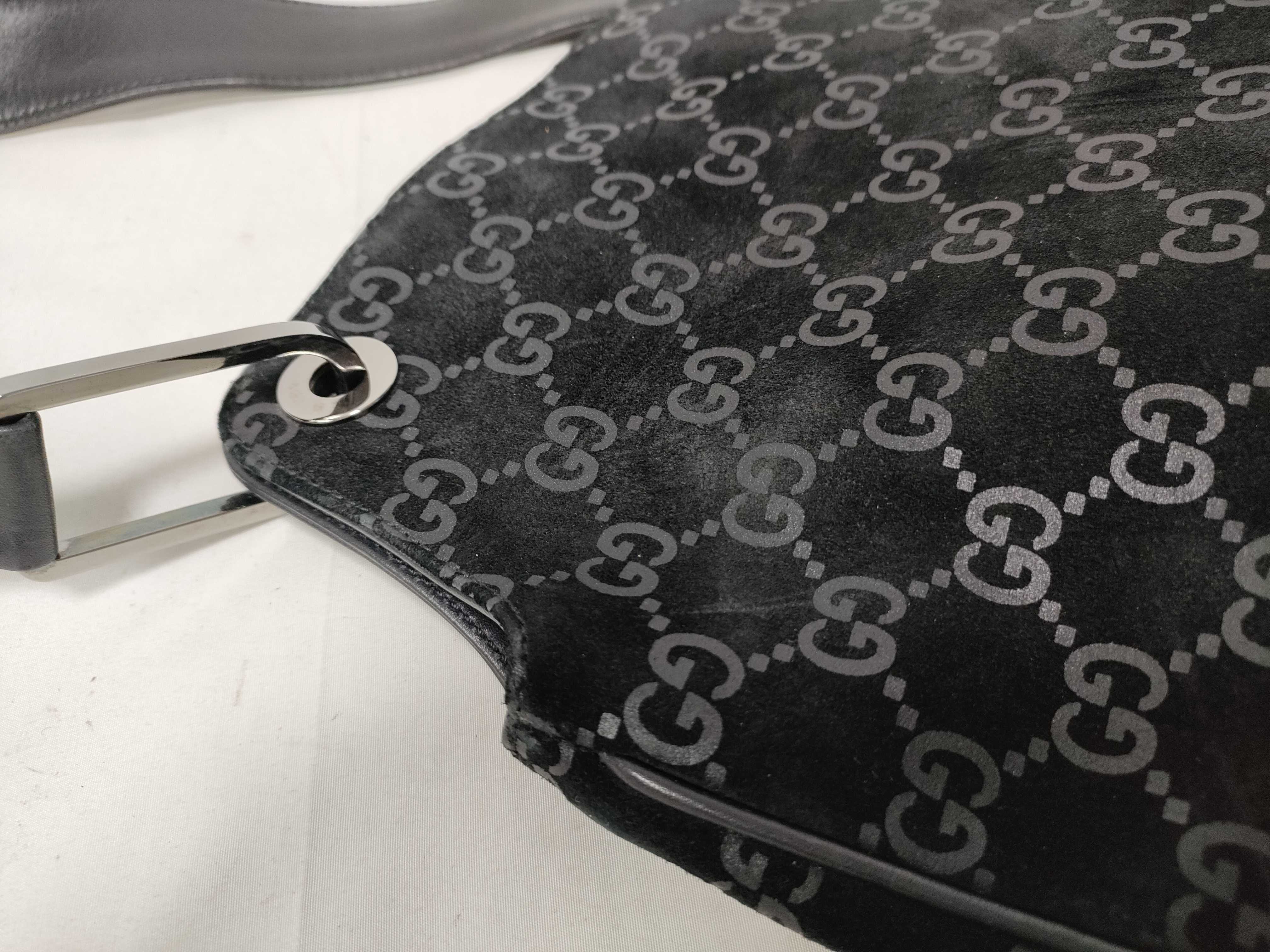GG Suede Leather One-Shoulder Bag, Black — view 6