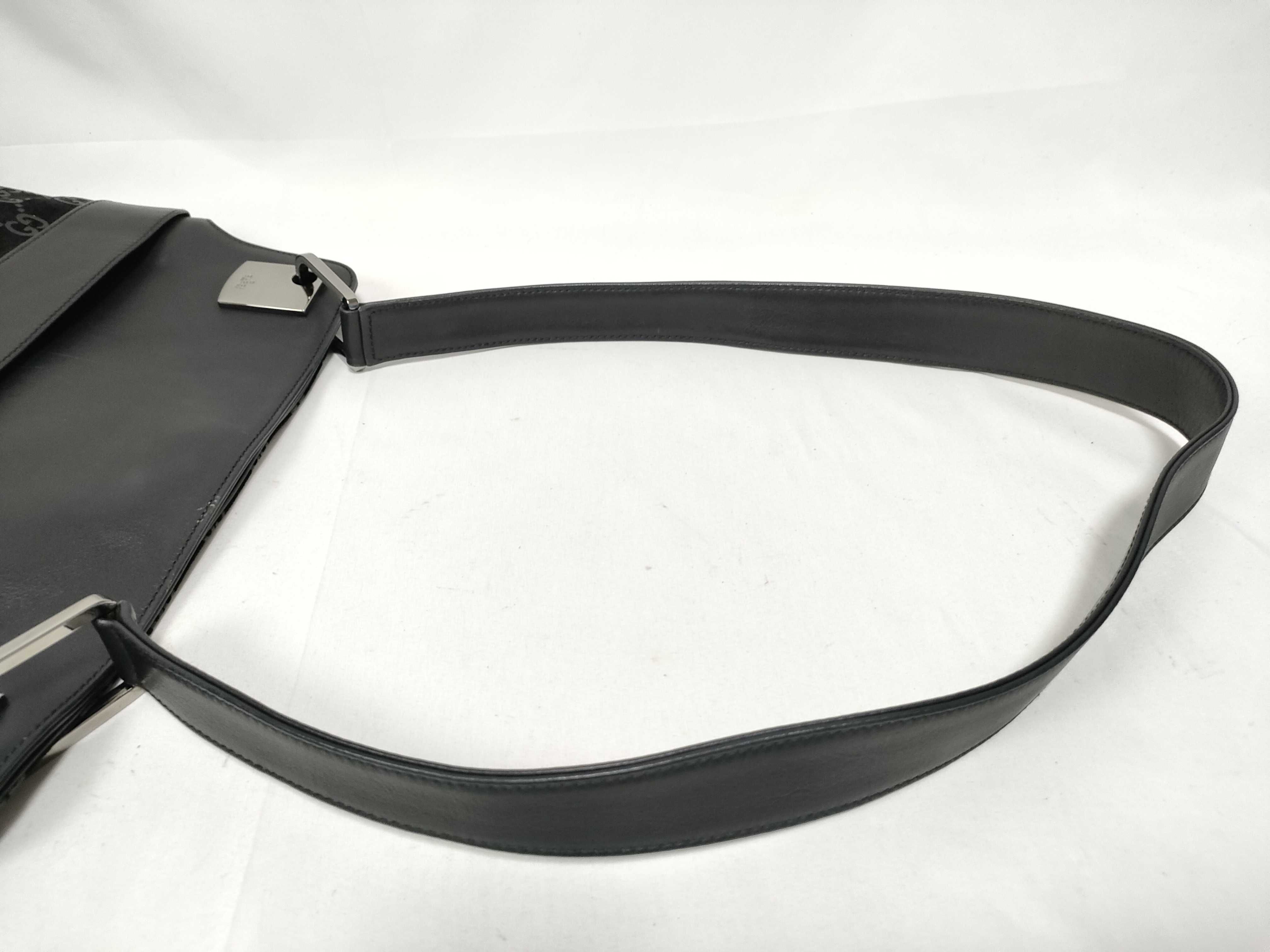 GG Suede Leather One-Shoulder Bag, Black — view 9