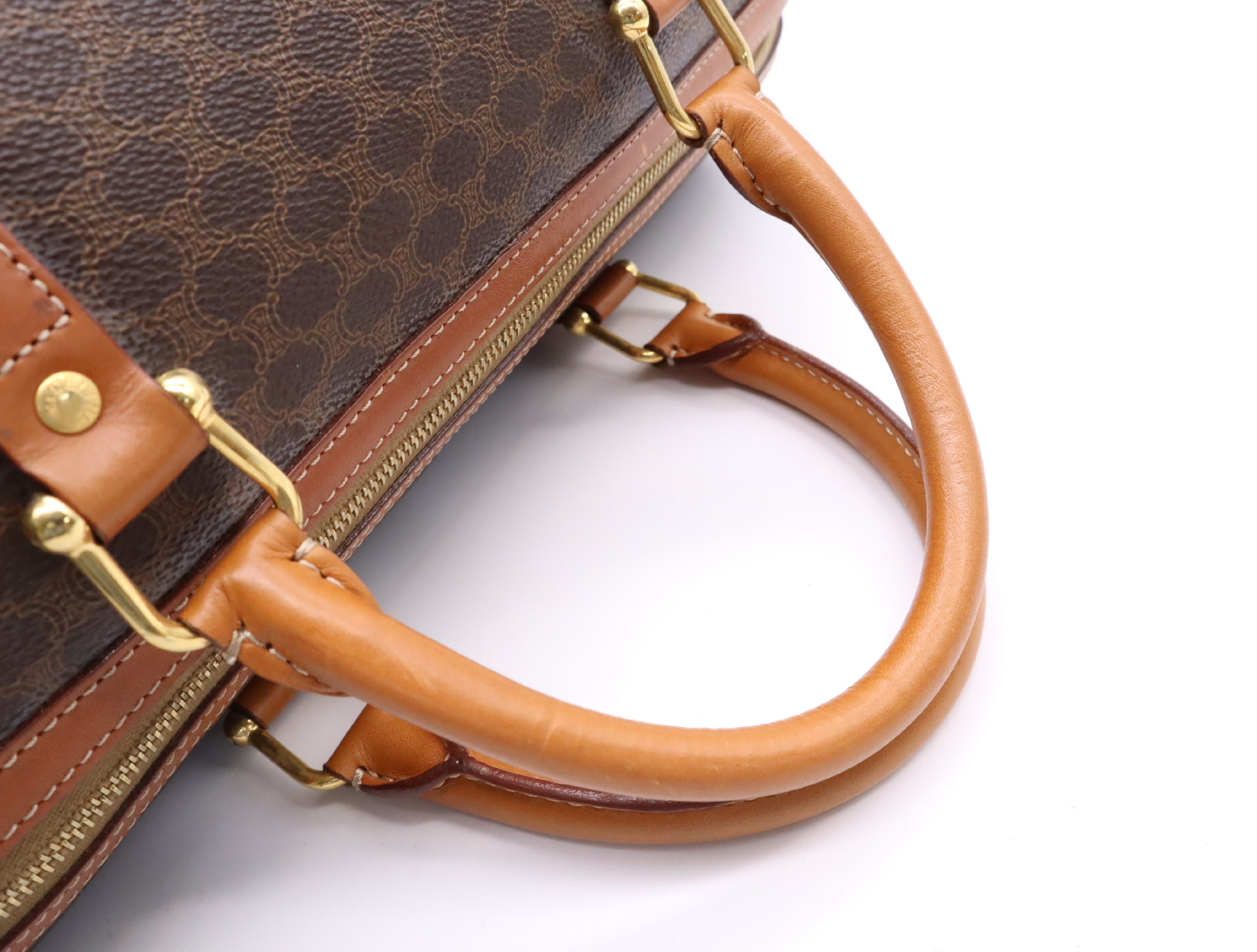 PVC/Leather Macadam Mini Boston Bag, Brown/Light Brown Handbag — view 12