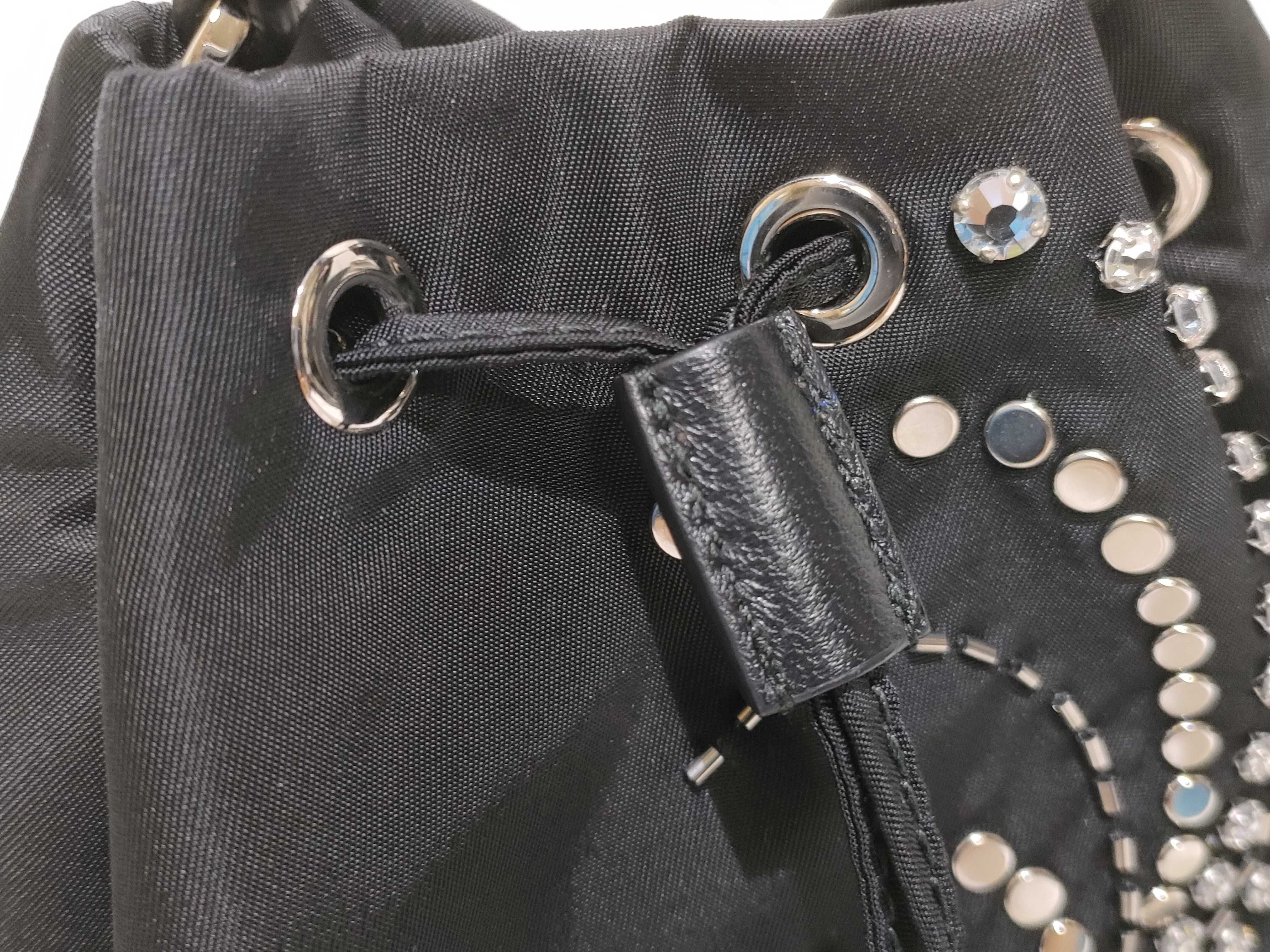 Nylon Prada Tessuto Nylon x Leather 2-Way Handbag Black 1BE067 Handbag — view 8