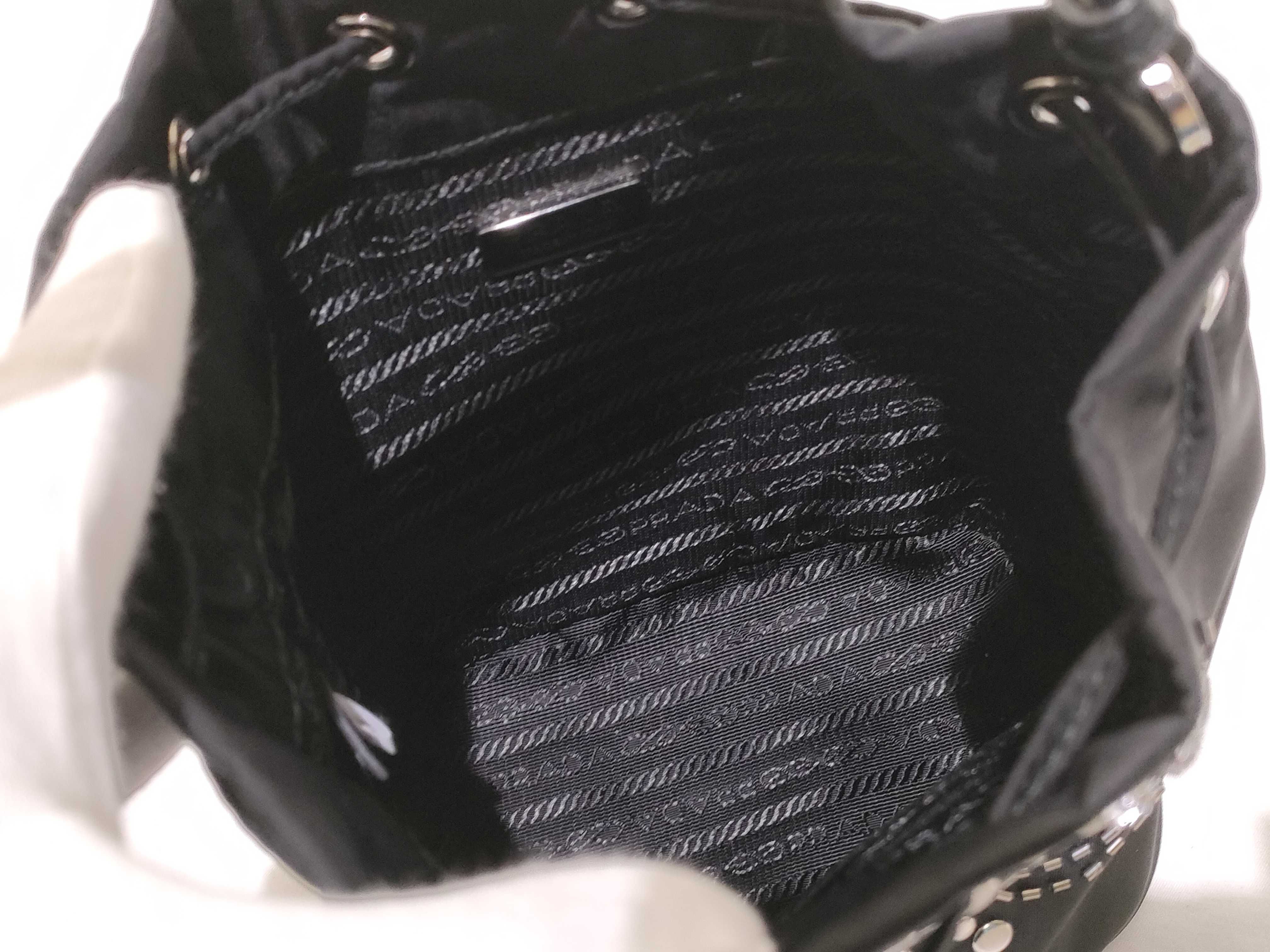 Nylon Prada Tessuto Nylon x Leather 2-Way Handbag Black 1BE067 Handbag — view 9