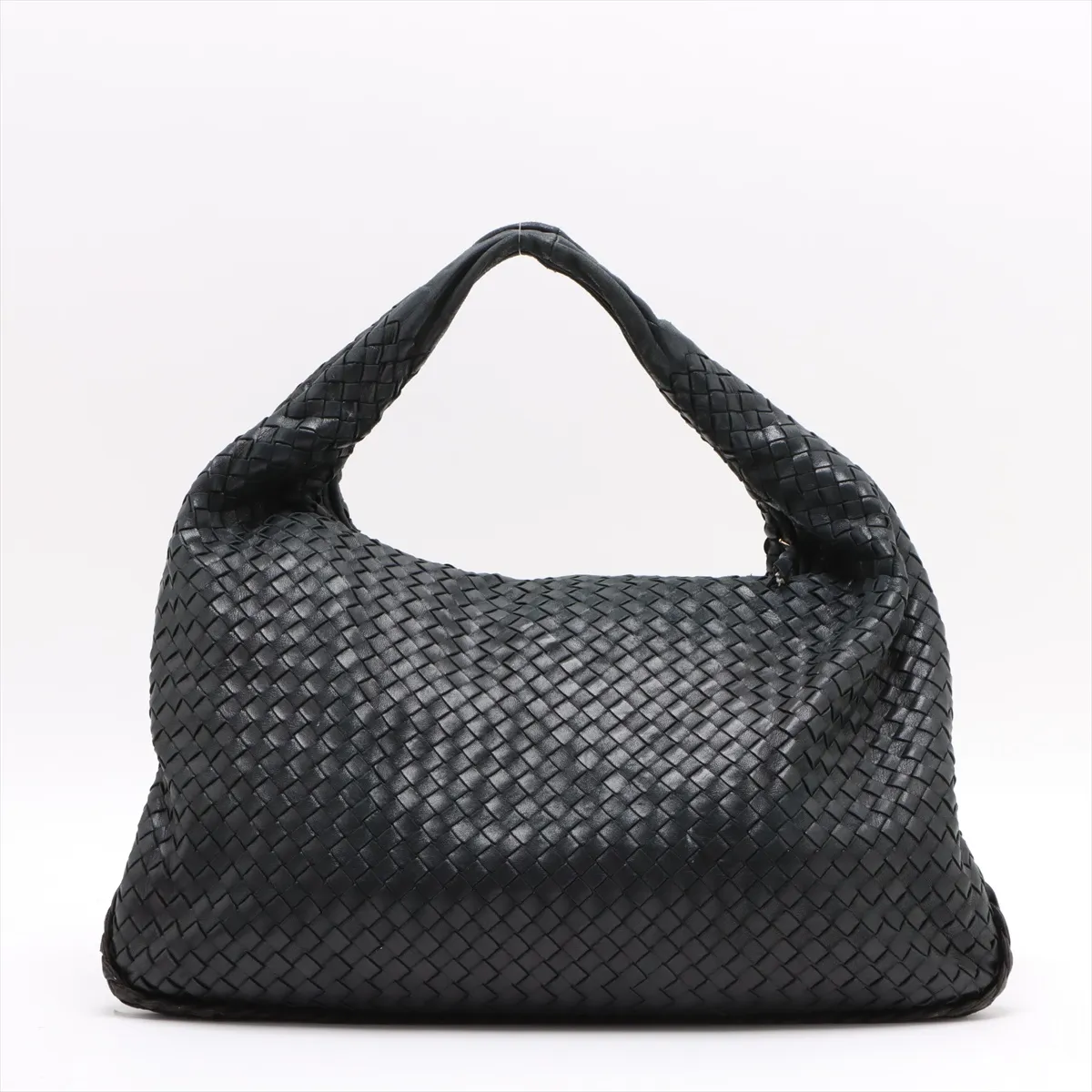 Intrecciato Hobo Leather Shoulder Bag Black 115654 — view 2