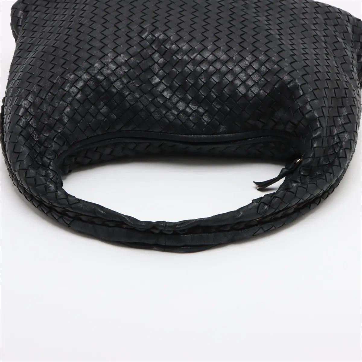 Intrecciato Hobo Leather Shoulder Bag Black 115654 — view 5
