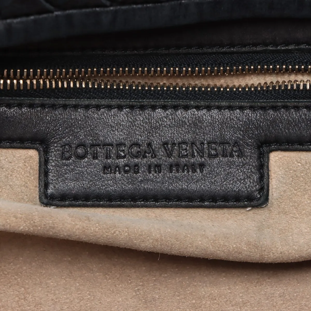 Intrecciato Hobo Leather Shoulder Bag Black 115654 — view 10