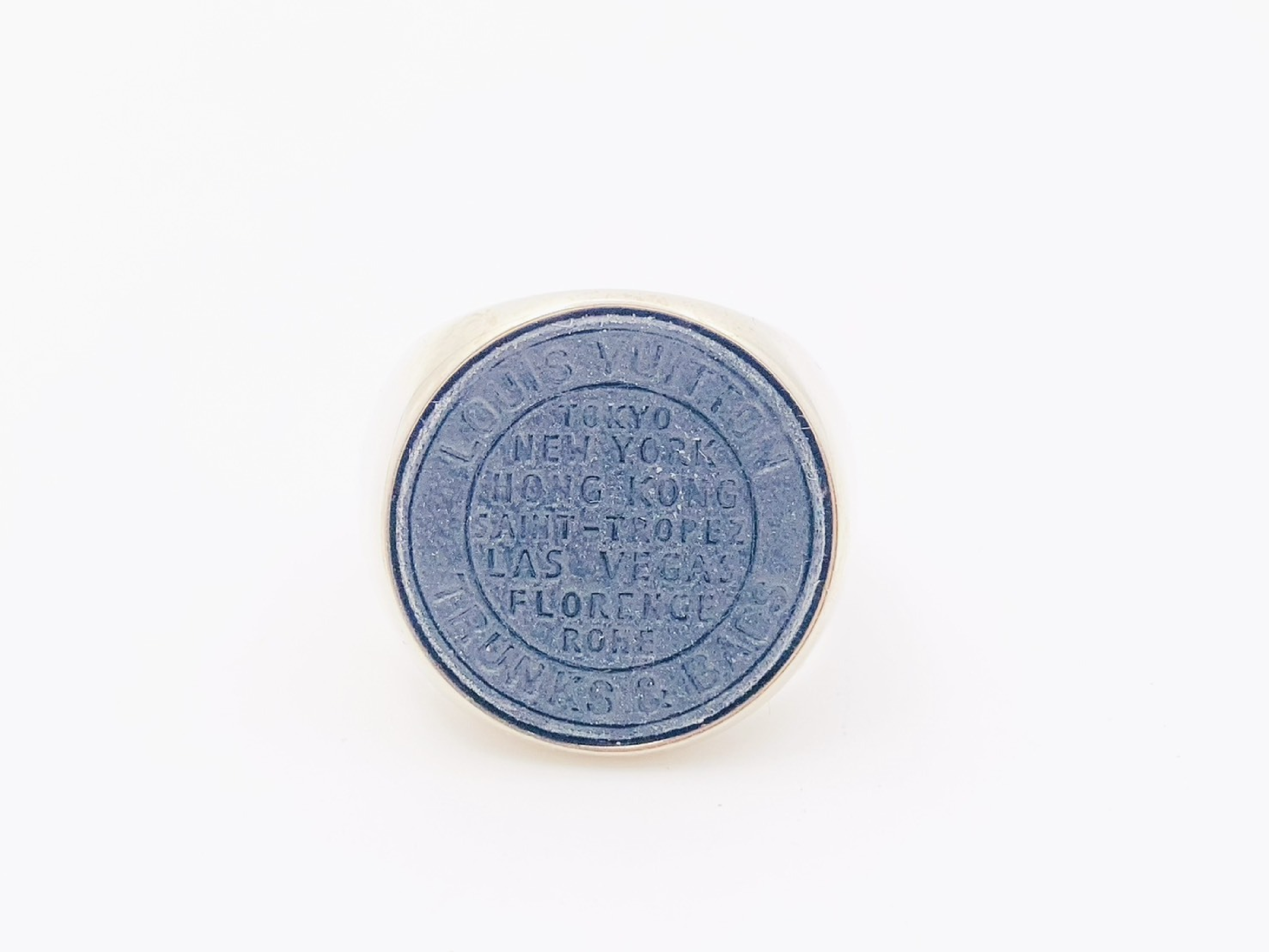 MP1802 Traveler Stamp Signet Ring #M Silver x Black RM0156 Ring