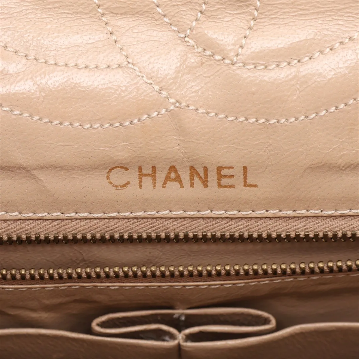 Matelassé Lambskin Double Flap Double Chain Bag, Paris Limited Edition, Beige with Gold Hardware — view 12