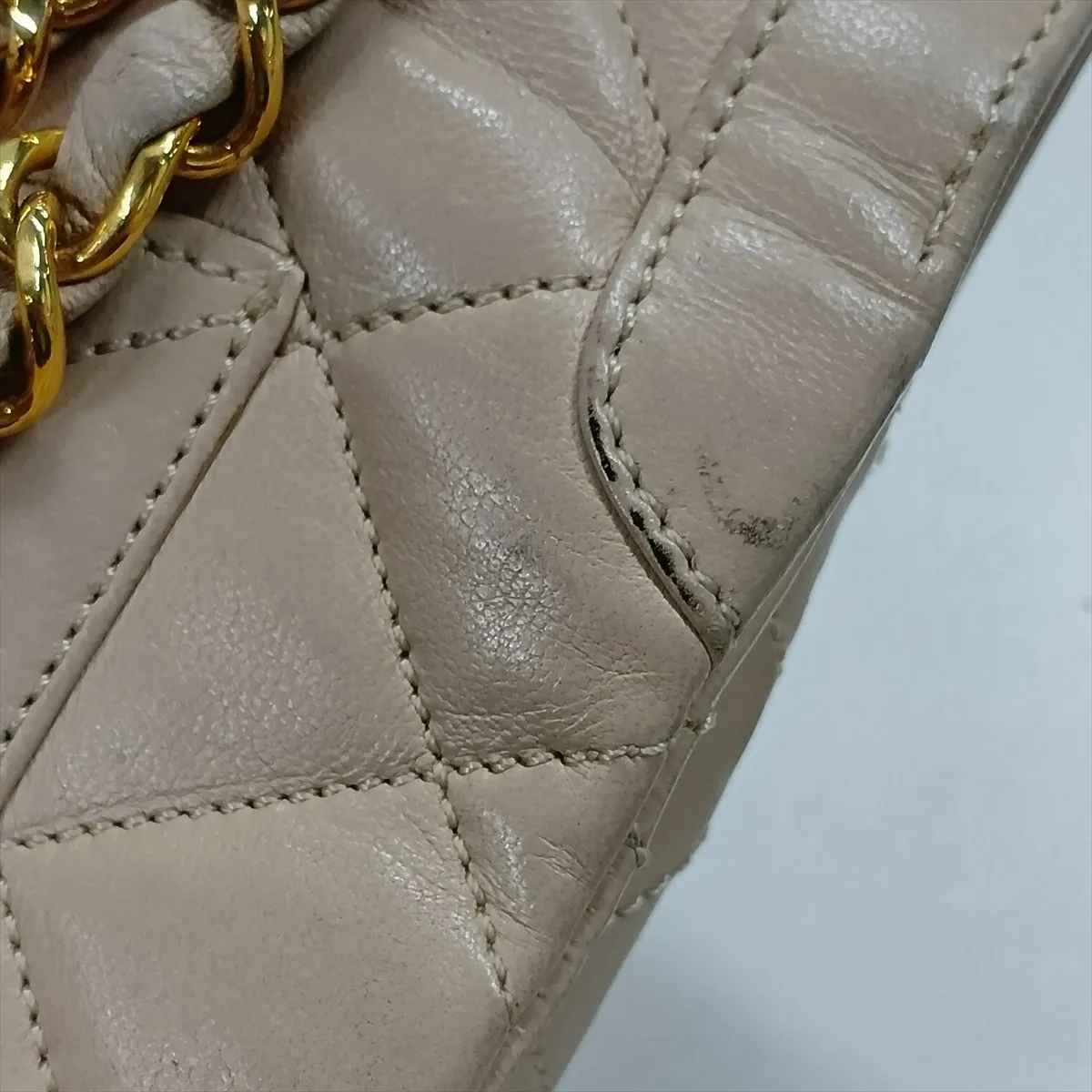 Matelassé Lambskin Double Flap Double Chain Bag, Paris Limited Edition, Beige with Gold Hardware — view 13
