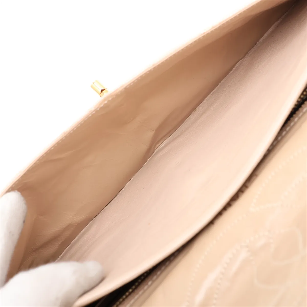 Matelassé Lambskin Double Flap Double Chain Bag, Paris Limited Edition, Beige with Gold Hardware — view 8