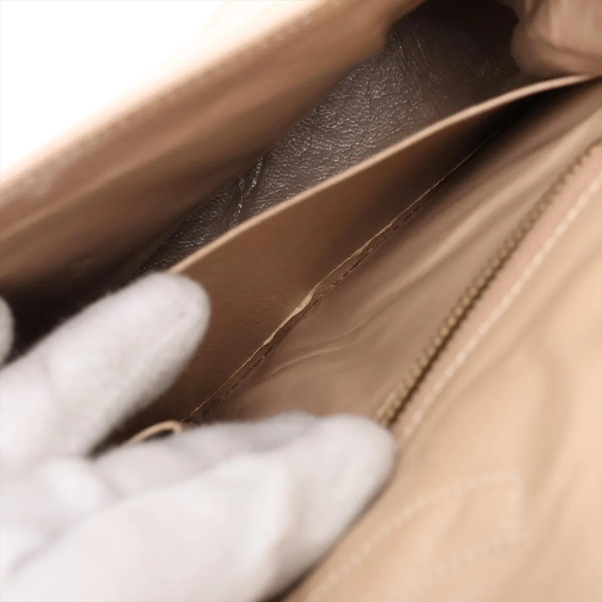 Matelassé Lambskin Double Flap Double Chain Bag, Paris Limited Edition, Beige with Gold Hardware — view 10
