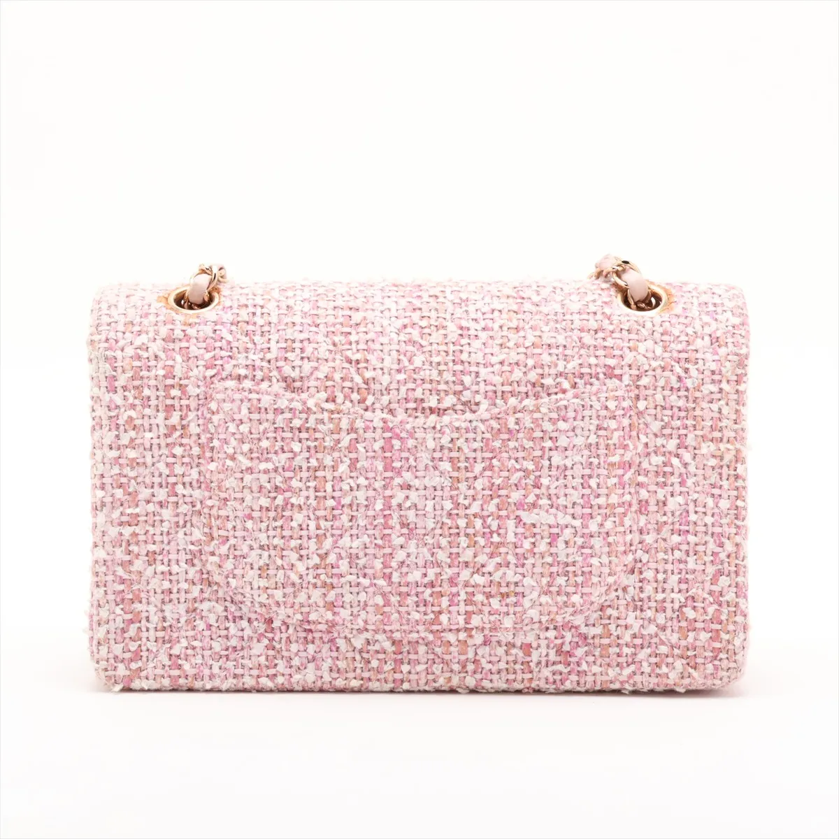 Matelassé 25 Tweed Double Flap Double Chain Bag, Pink with Gold Hardware, 8218424, Series 8, A01112 — view 2