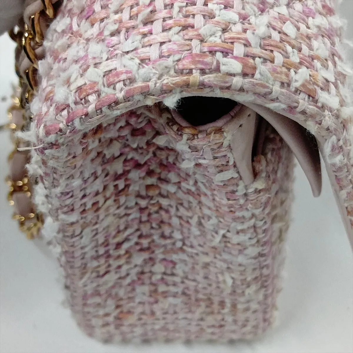 Matelassé 25 Tweed Double Flap Double Chain Bag, Pink with Gold Hardware, 8218424, Series 8, A01112 — view 14