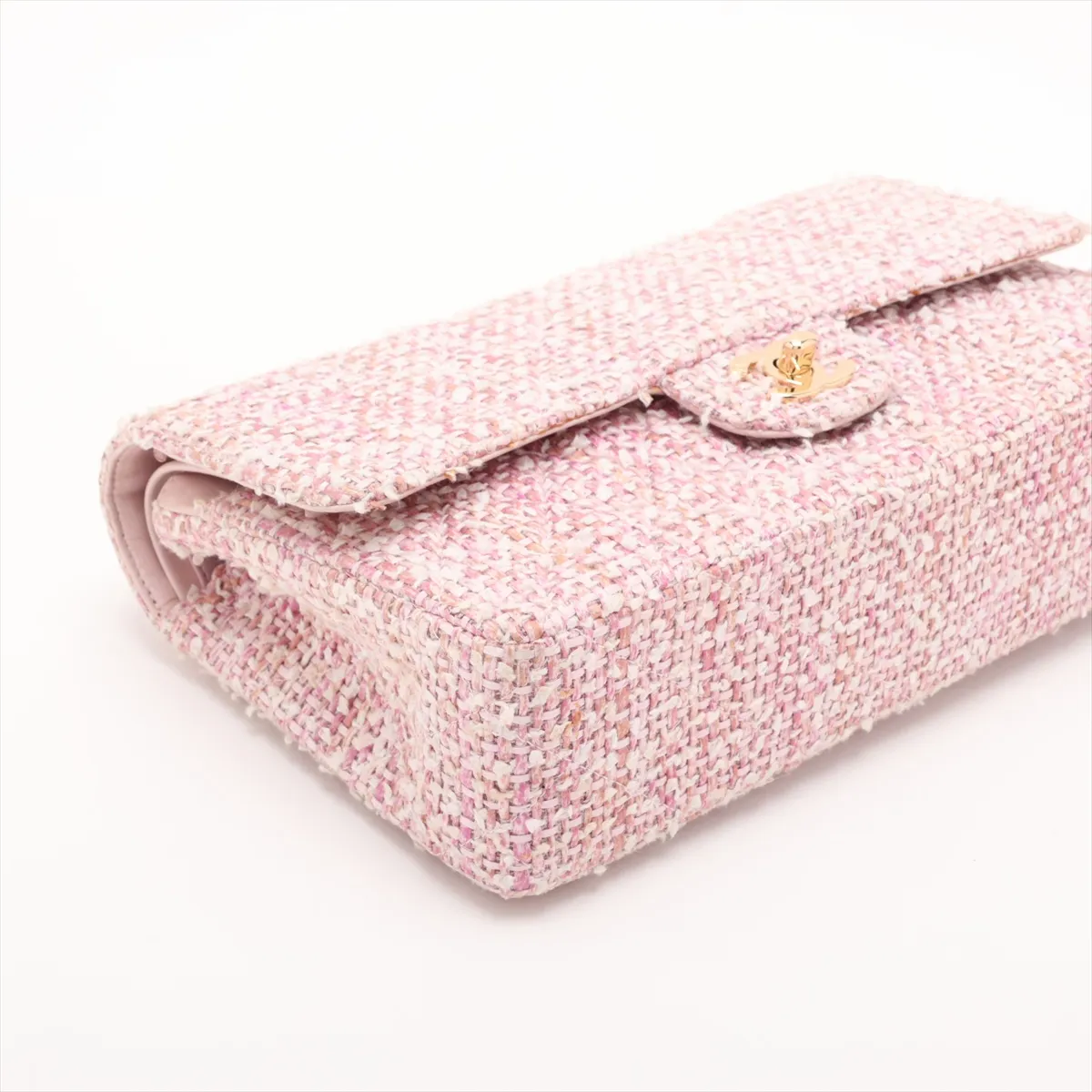 Matelassé 25 Tweed Double Flap Double Chain Bag, Pink with Gold Hardware, 8218424, Series 8, A01112 — view 4