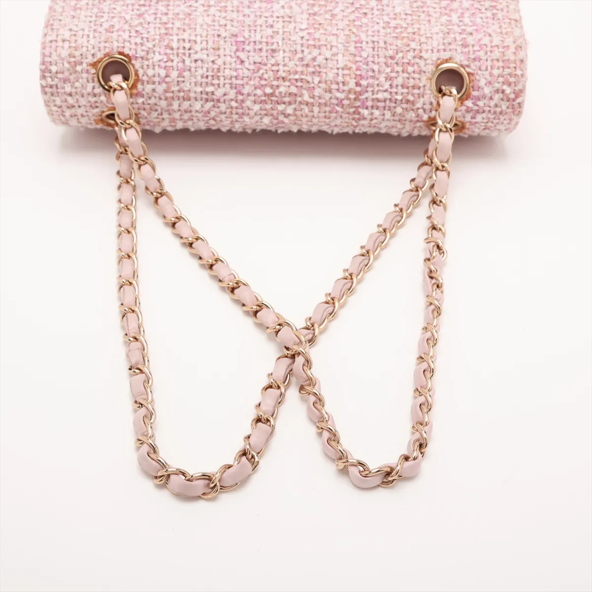 Matelassé 25 Tweed Double Flap Double Chain Bag, Pink with Gold Hardware, 8218424, Series 8, A01112 — view 5