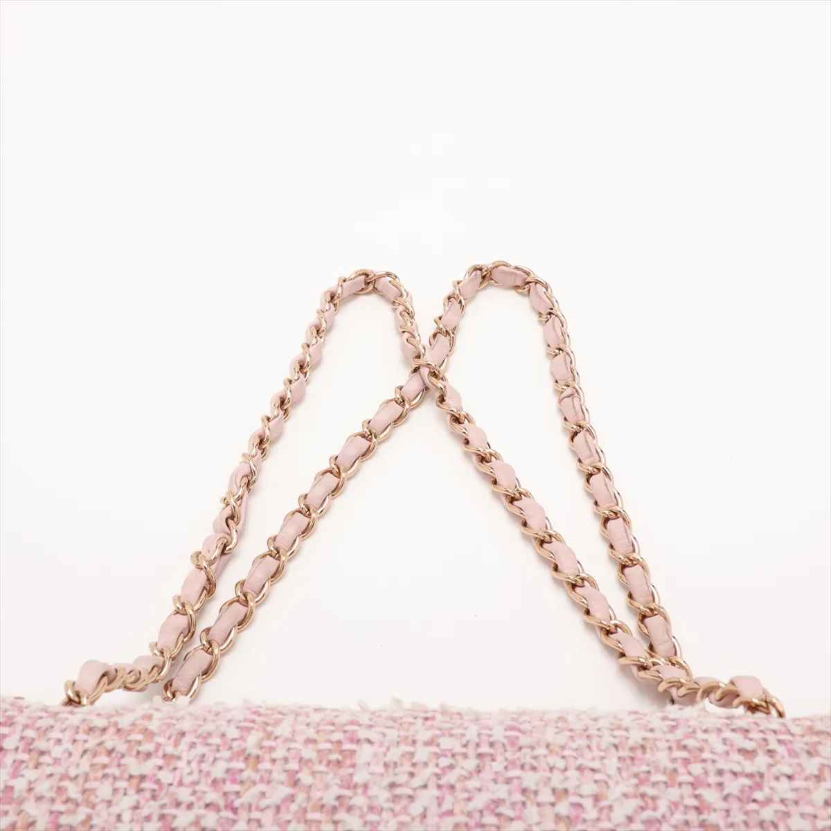 Matelassé 25 Tweed Double Flap Double Chain Bag, Pink with Gold Hardware, 8218424, Series 8, A01112 — view 6