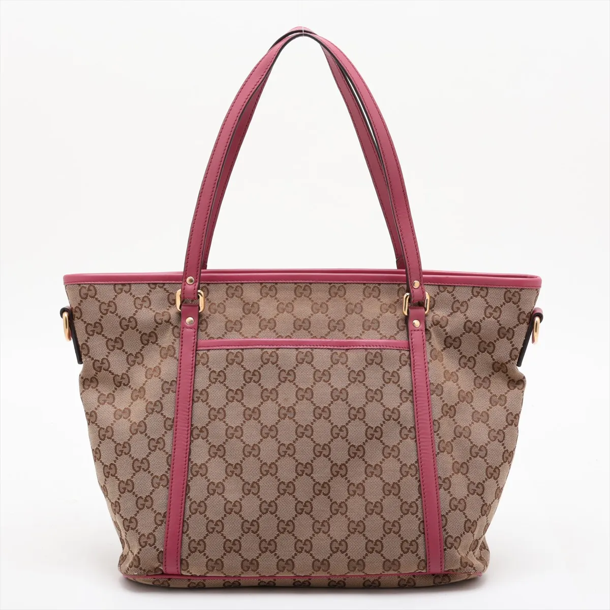 GG Canvas 388929 Canvas x Leather Tote Bag Beige x Pink (Outlet) — view 2