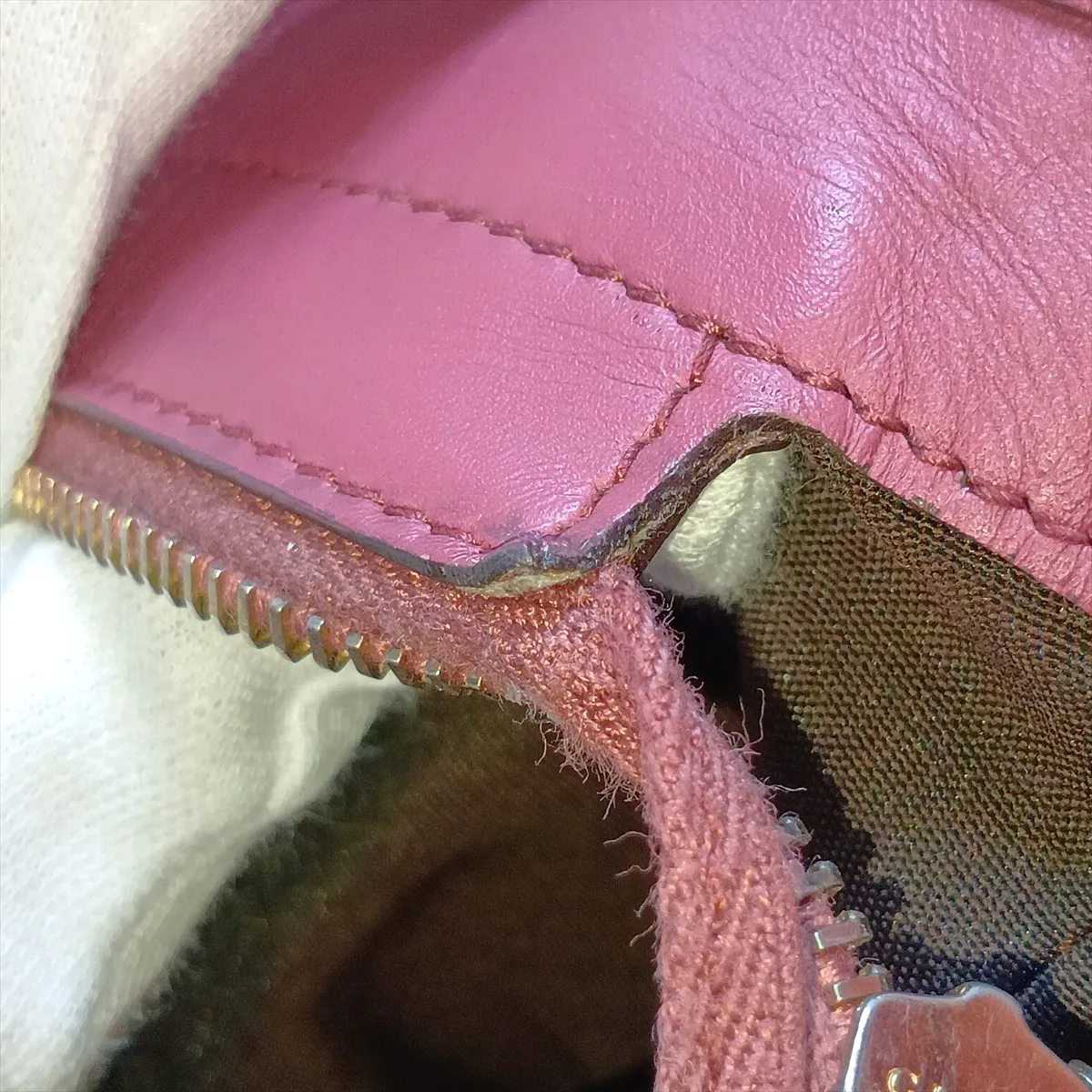 GG Canvas 388929 Canvas x Leather Tote Bag Beige x Pink (Outlet) — view 13