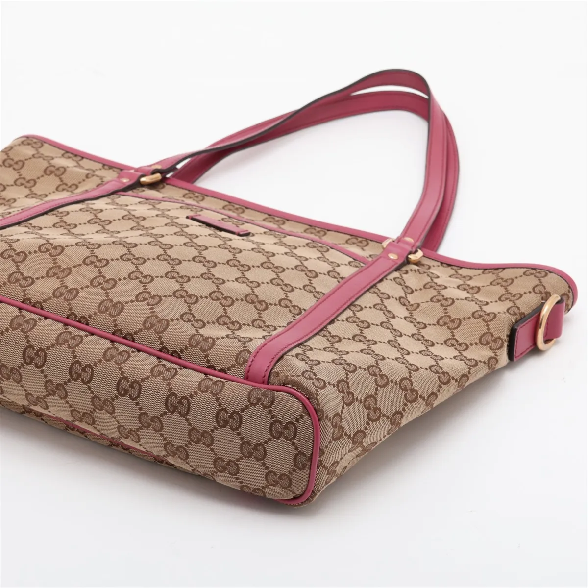 GG Canvas 388929 Canvas x Leather Tote Bag Beige x Pink (Outlet) — view 3