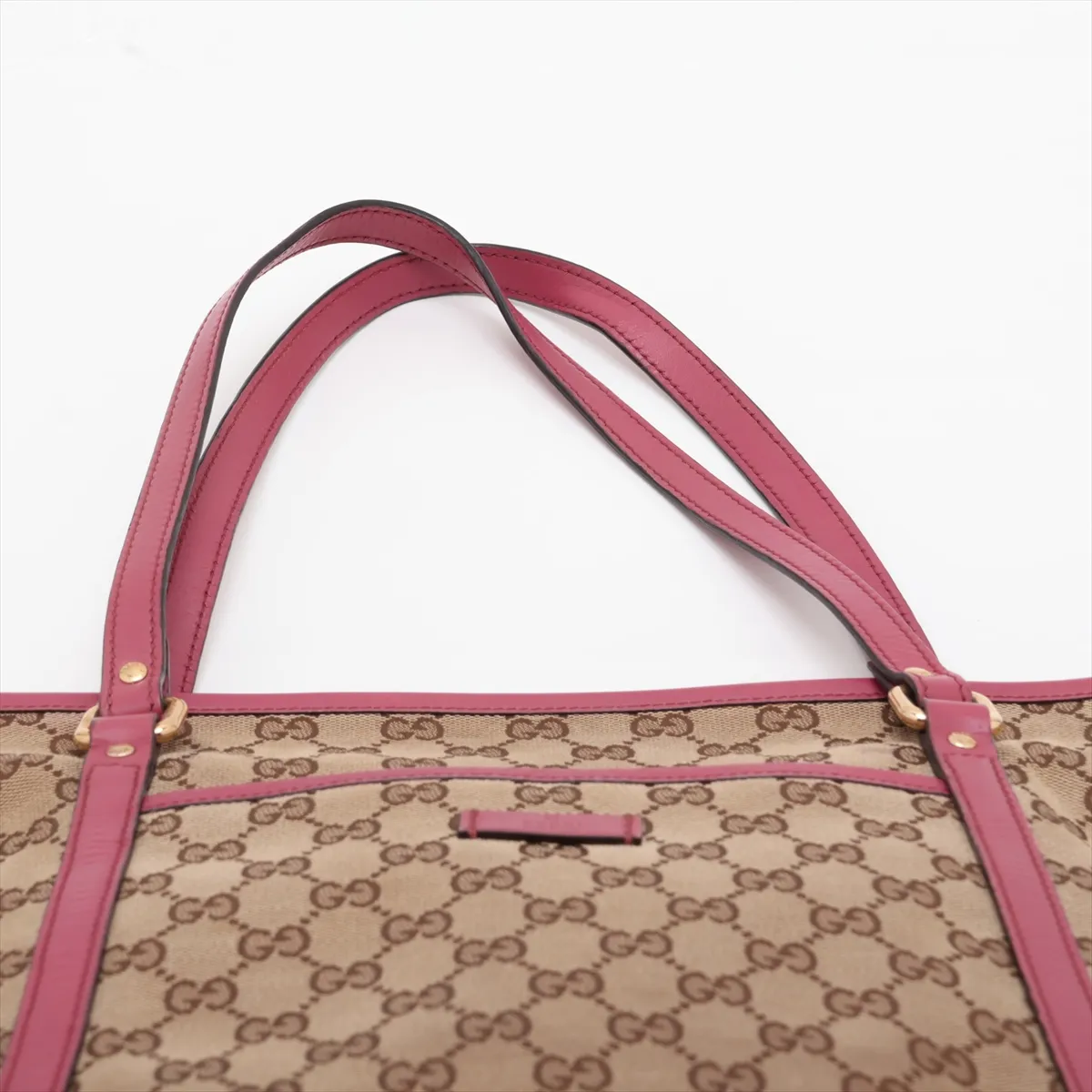 GG Canvas 388929 Canvas x Leather Tote Bag Beige x Pink (Outlet) — view 6