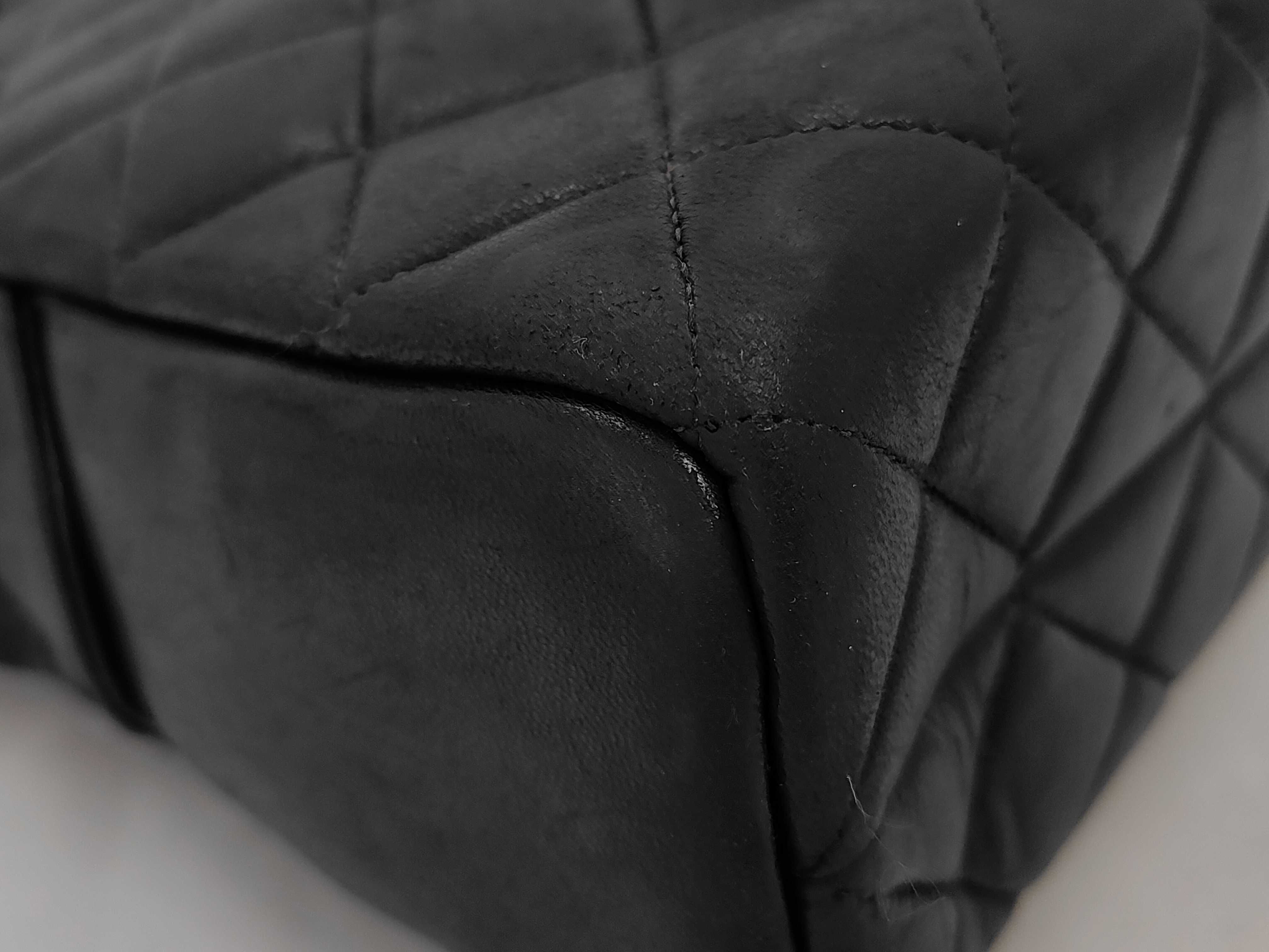 Lambskin Black Matelassé Chain Shoulder Tote Bag (with original seal) — view 3