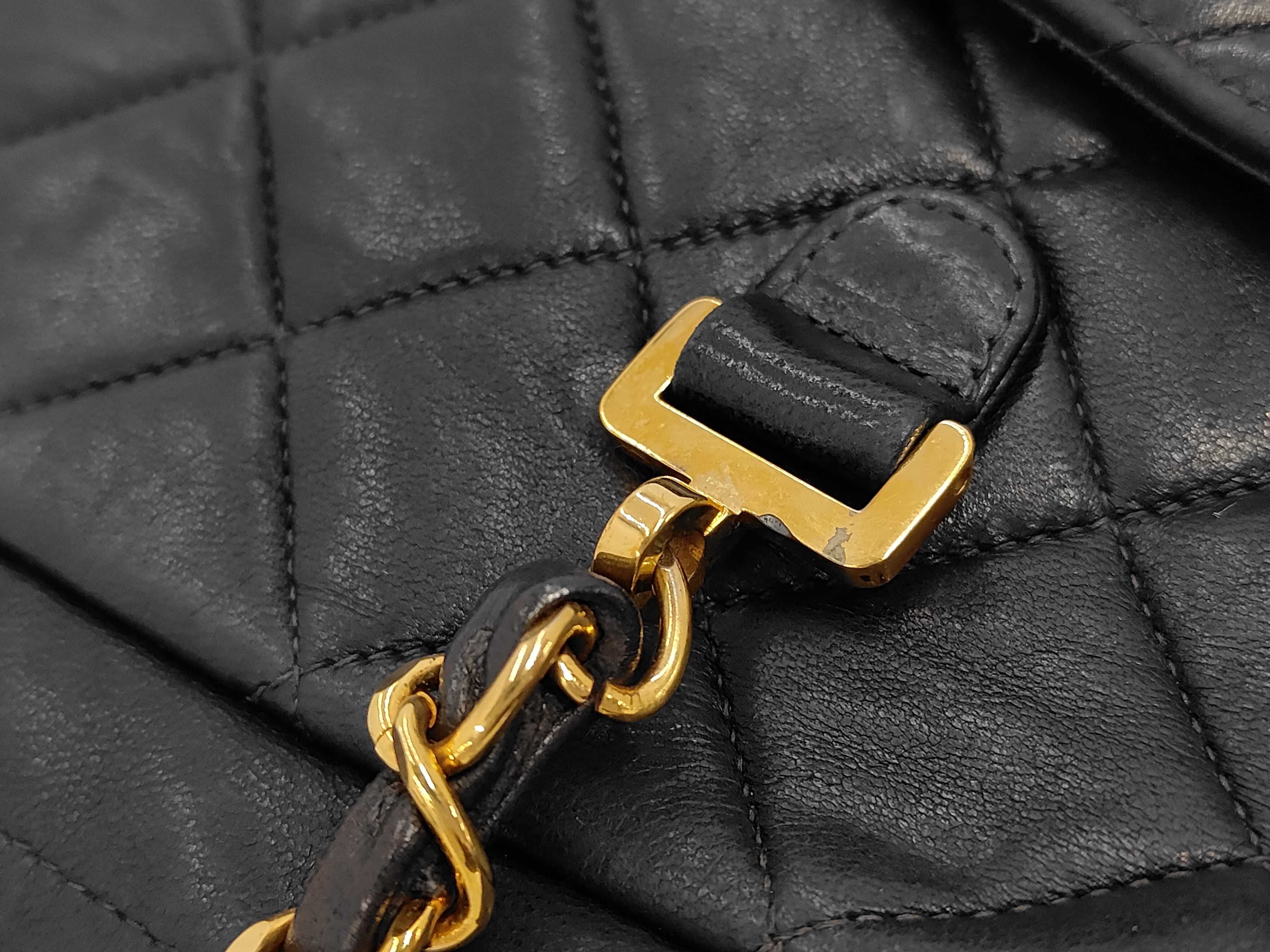 Lambskin Black Matelassé Chain Shoulder Tote Bag (with original seal) — view 7