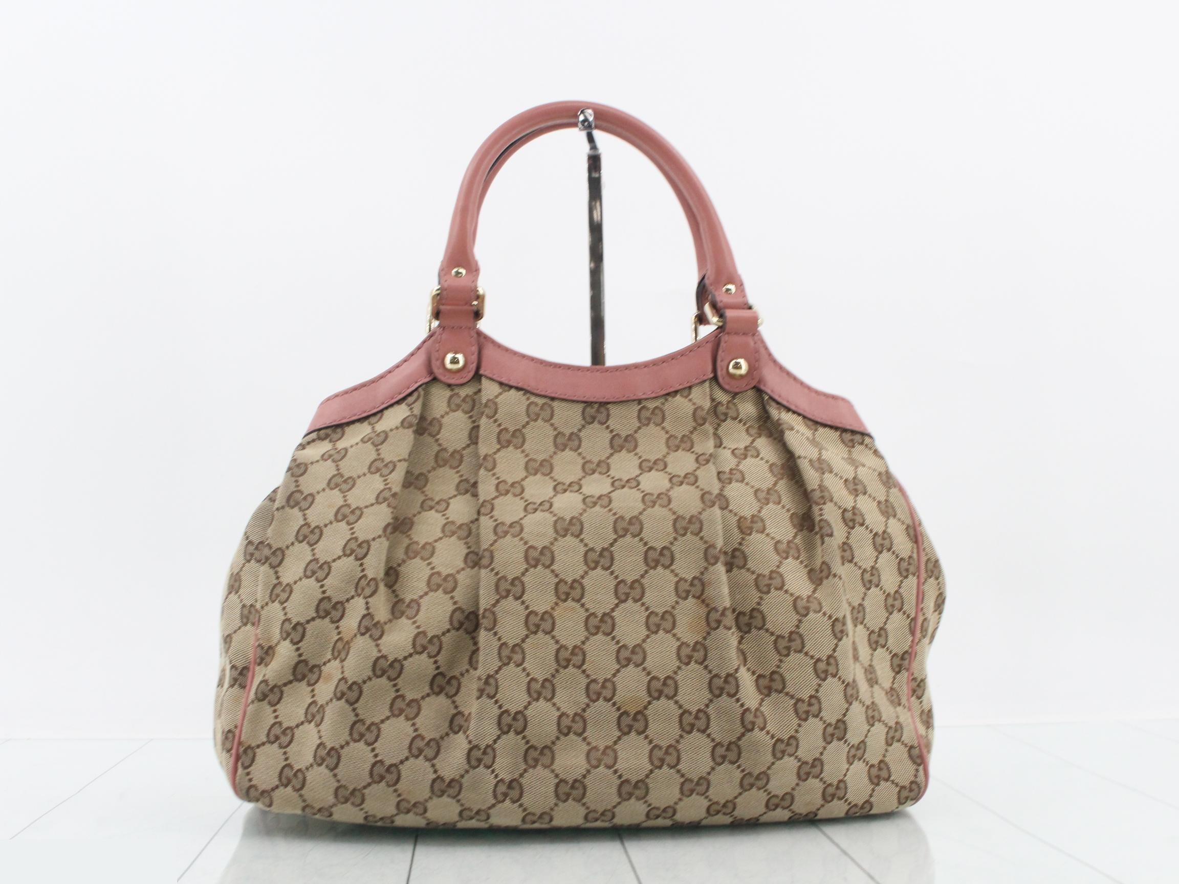 GG Canvas Sukey Handbag, Beige/Pink, 211944 — view 2
