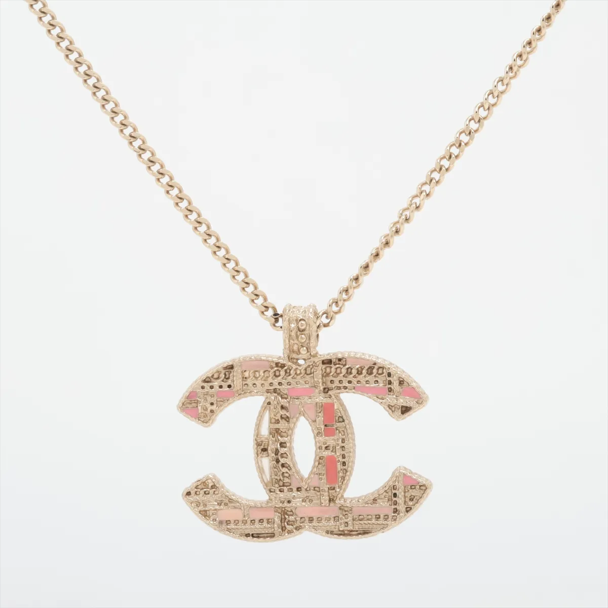 Coco Mark A19B Necklace, GP x Rhinestone x Faux Pearl, Gold, — view 2
